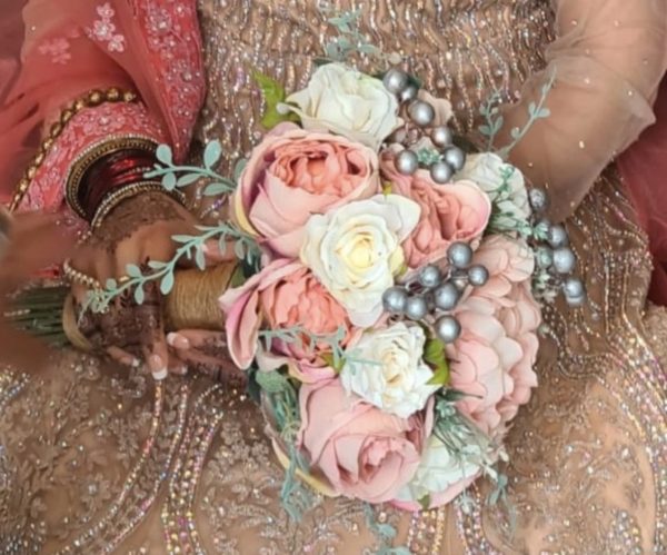 Pink and White Floral Bridal Bouquet