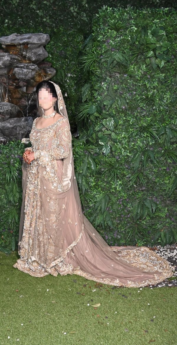 Champagne Bridal Lehenga with Intricate Gold Embroidery