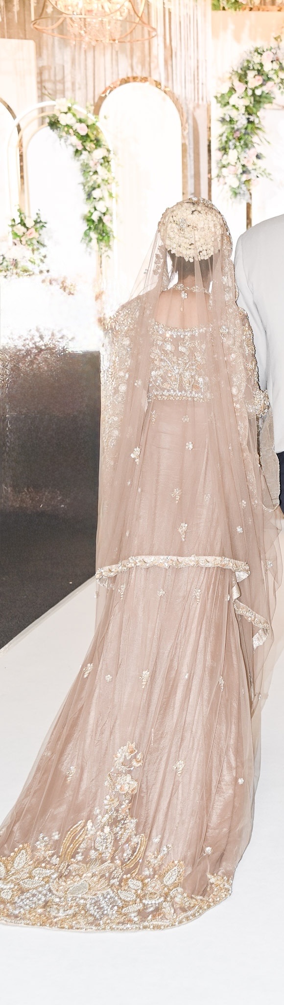 Champagne Bridal Lehenga with Intricate Gold Embroidery - Image 2