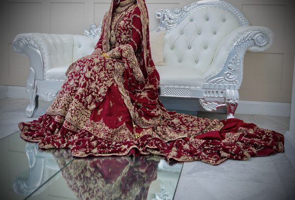 Red Bridal Lehenga with Gold Zardozi Embroidery