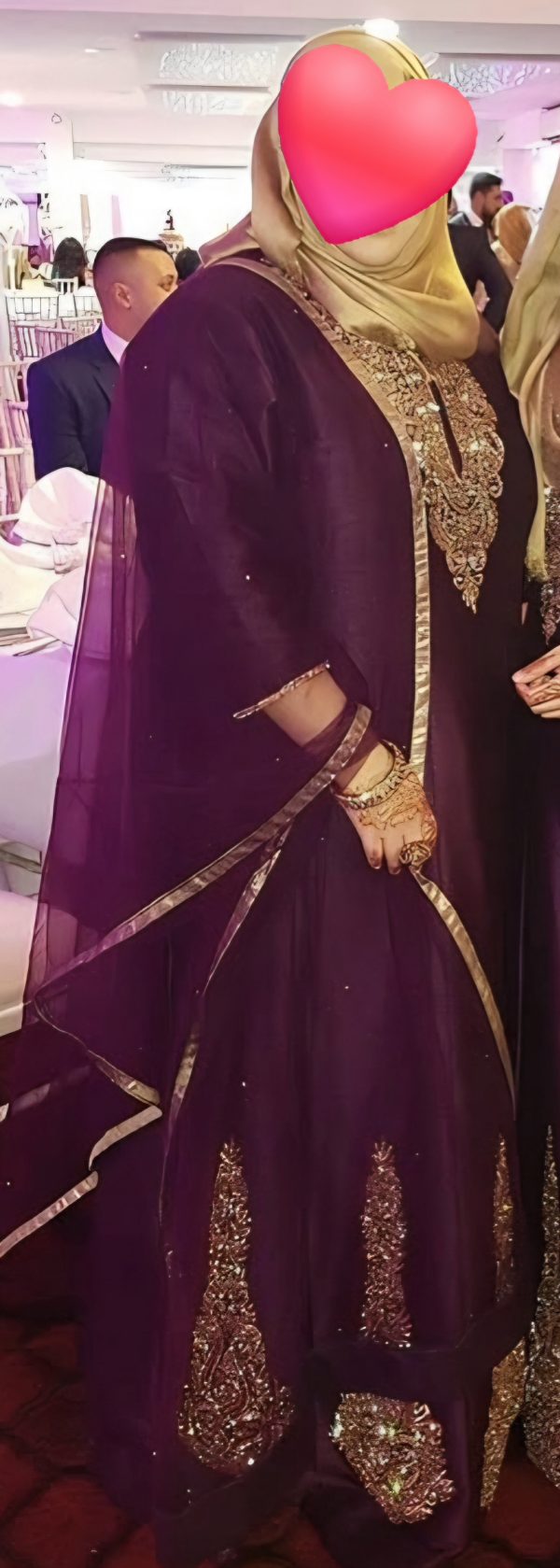 Dark Purple dress with Gold Embellishment
