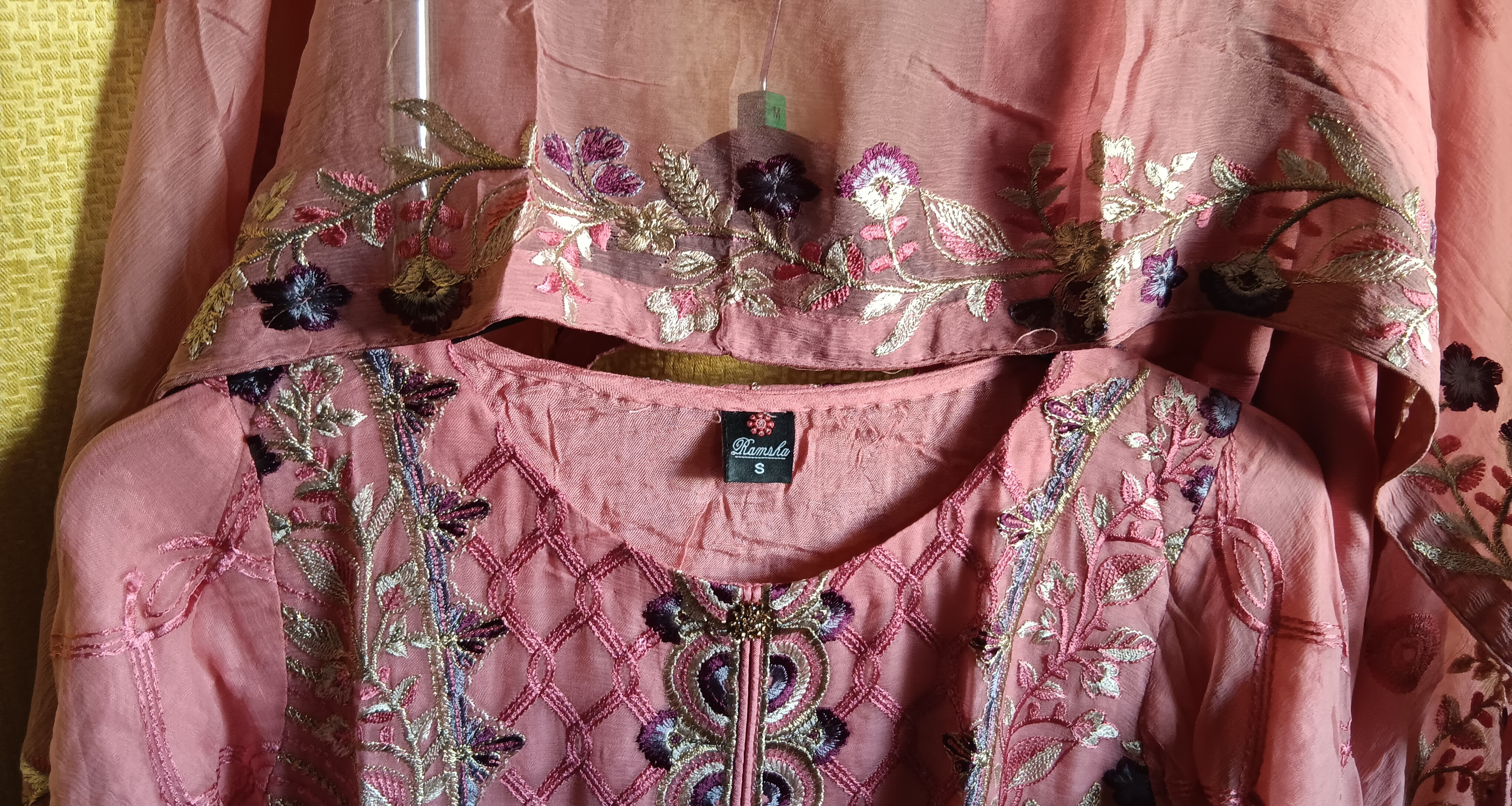Ramsha Chevron Vol 09 Dusty Pink Embroidered Chiffon 3 Piece Suit - Size S - Image 12