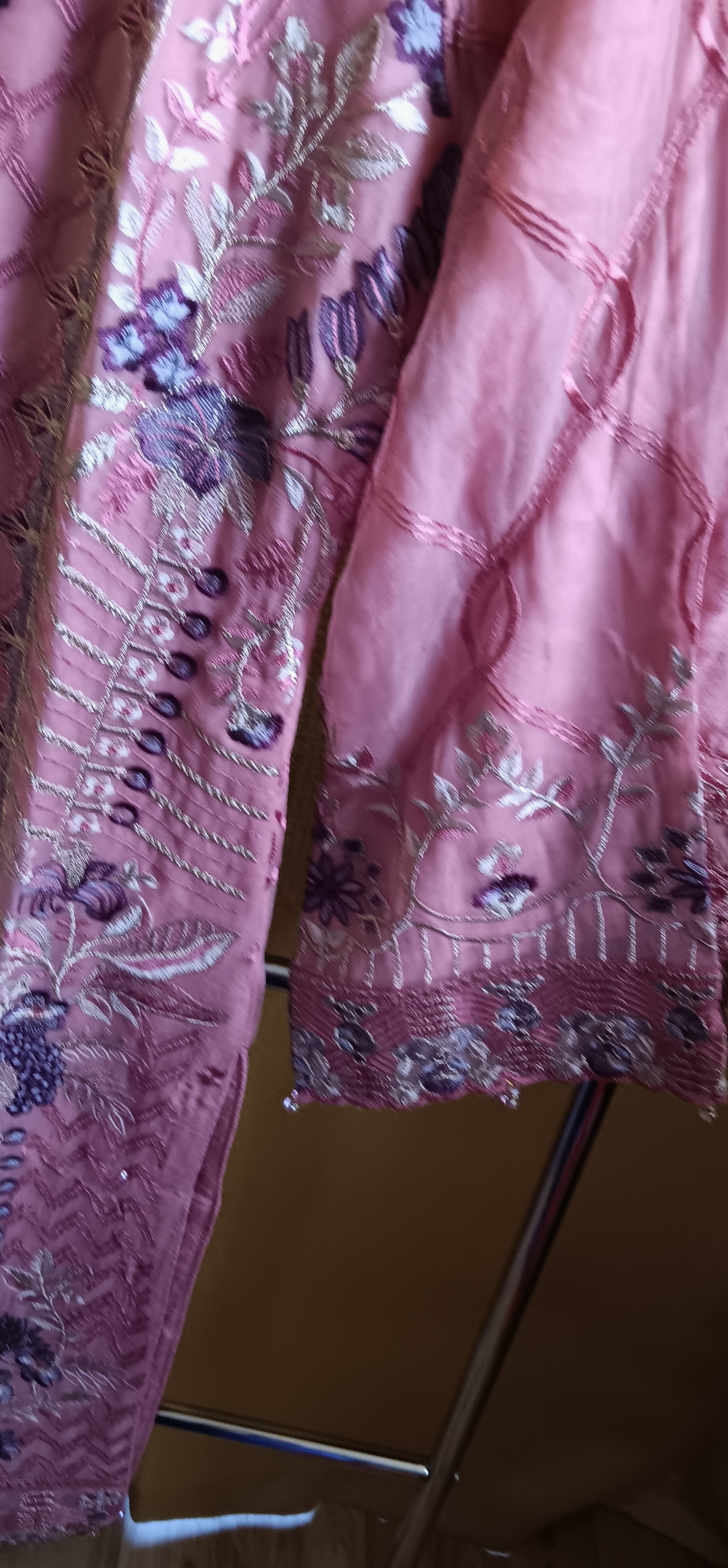 Ramsha Chevron Vol 09 Dusty Pink Embroidered Chiffon 3 Piece Suit - Size S - Image 8