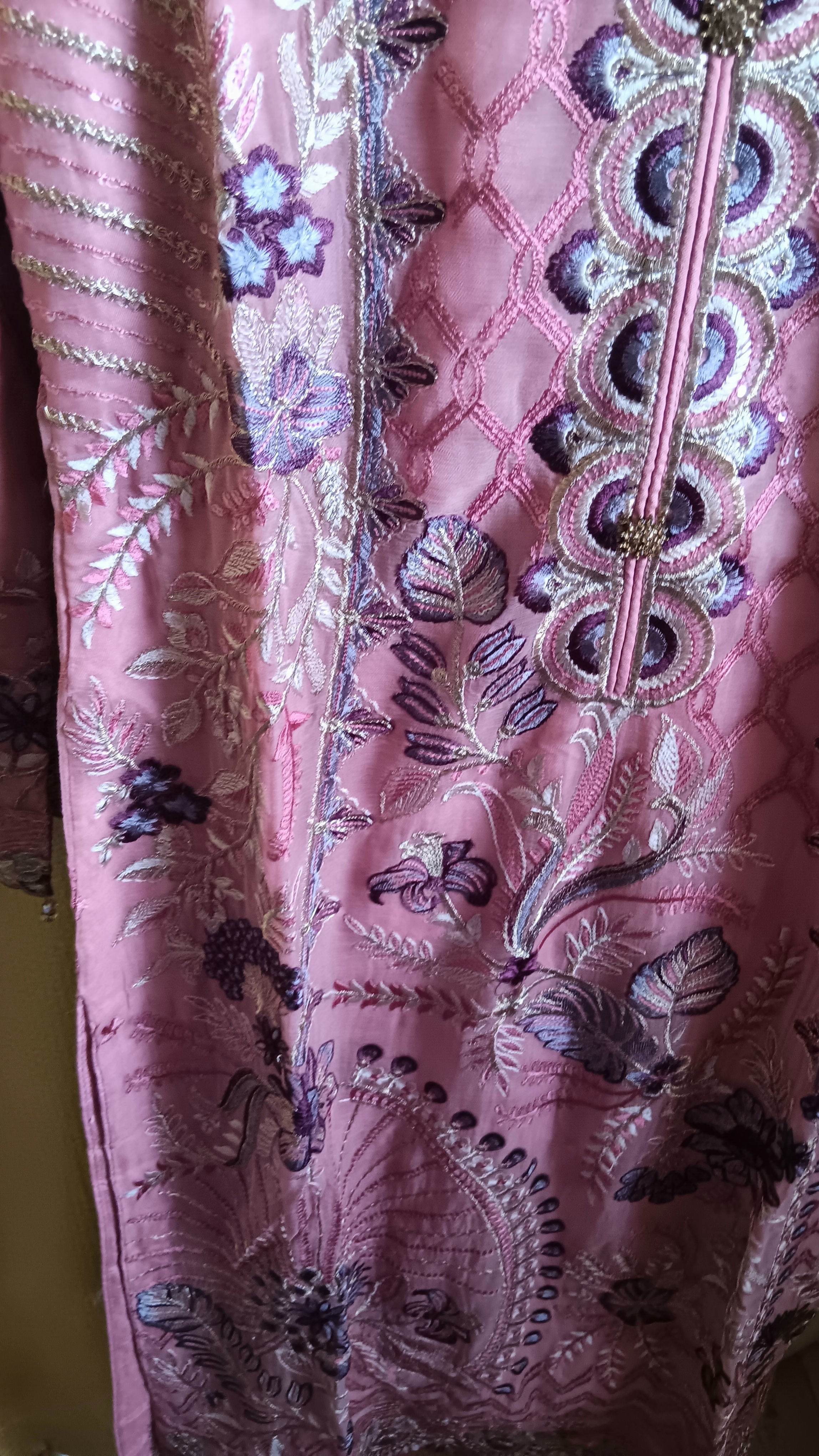 Ramsha Chevron Vol 09 Dusty Pink Embroidered Chiffon 3 Piece Suit - Size S - Image 13