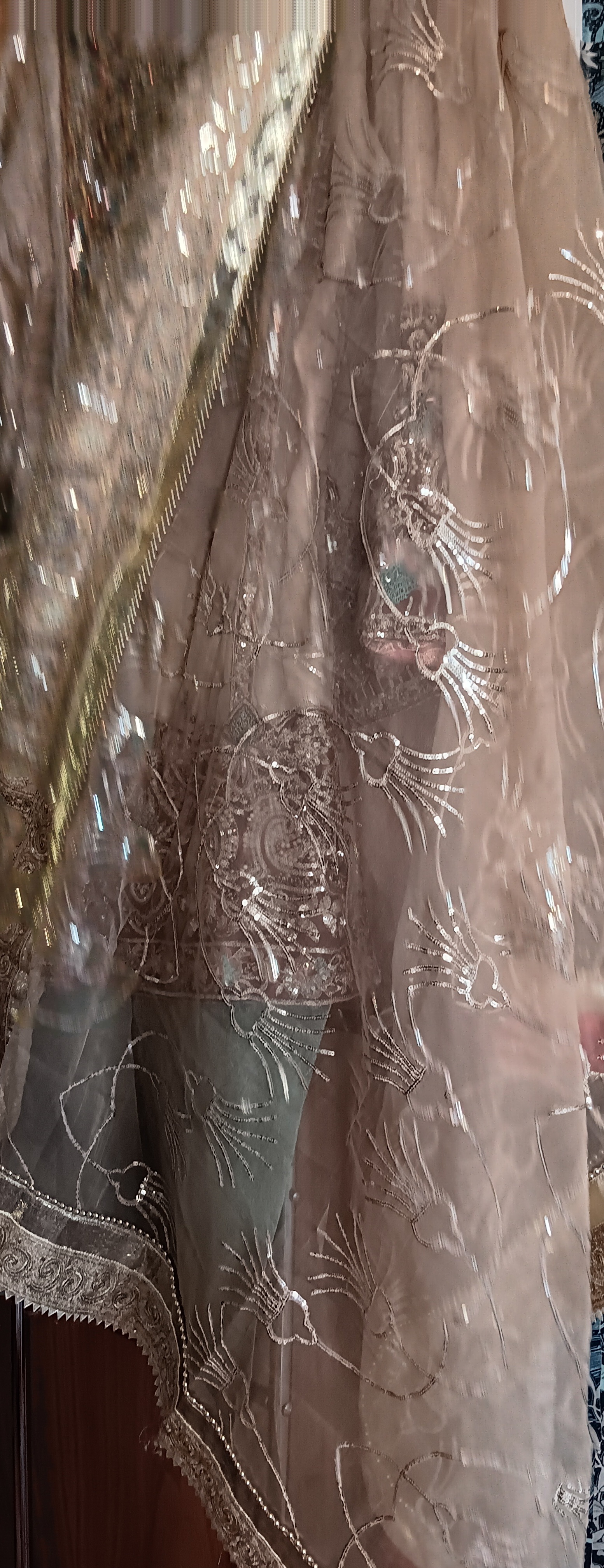 Cream and Red Embellished Lehenga Set - Image 5
