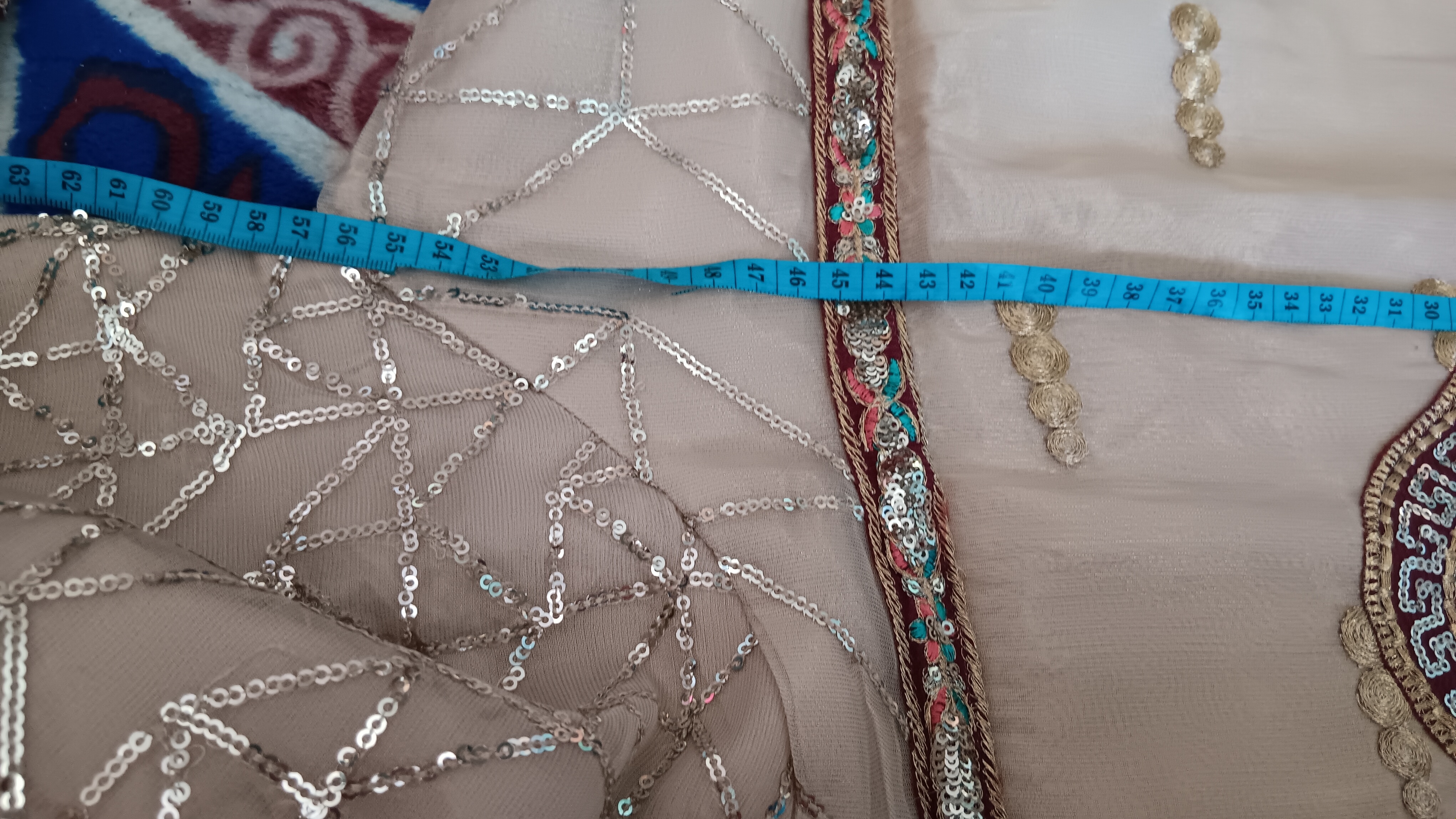 Cream and Red Embellished Lehenga Set - Image 7