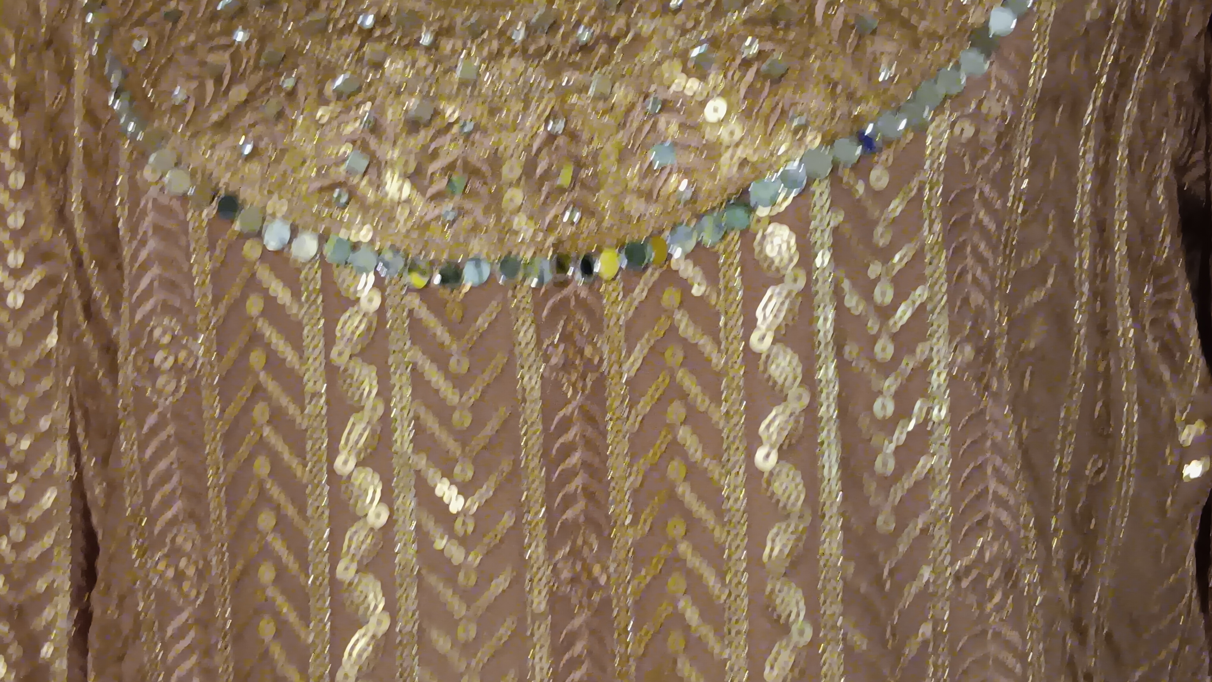 3-Piece Sequin Kameez Suit with Cream Pleated Gharara - Image 5
