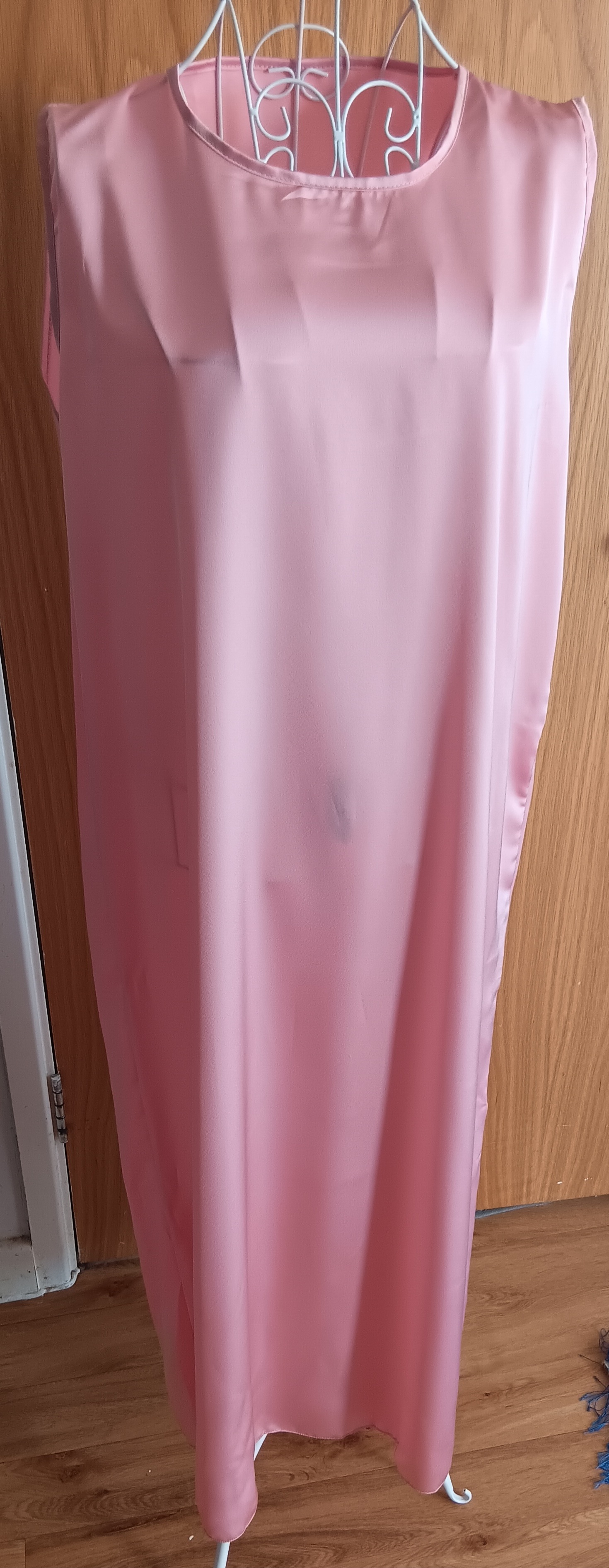 Piece Satin Abaya Set Open Kimono Slip Dress Dusty Pink Rose Size 52 - Image 10