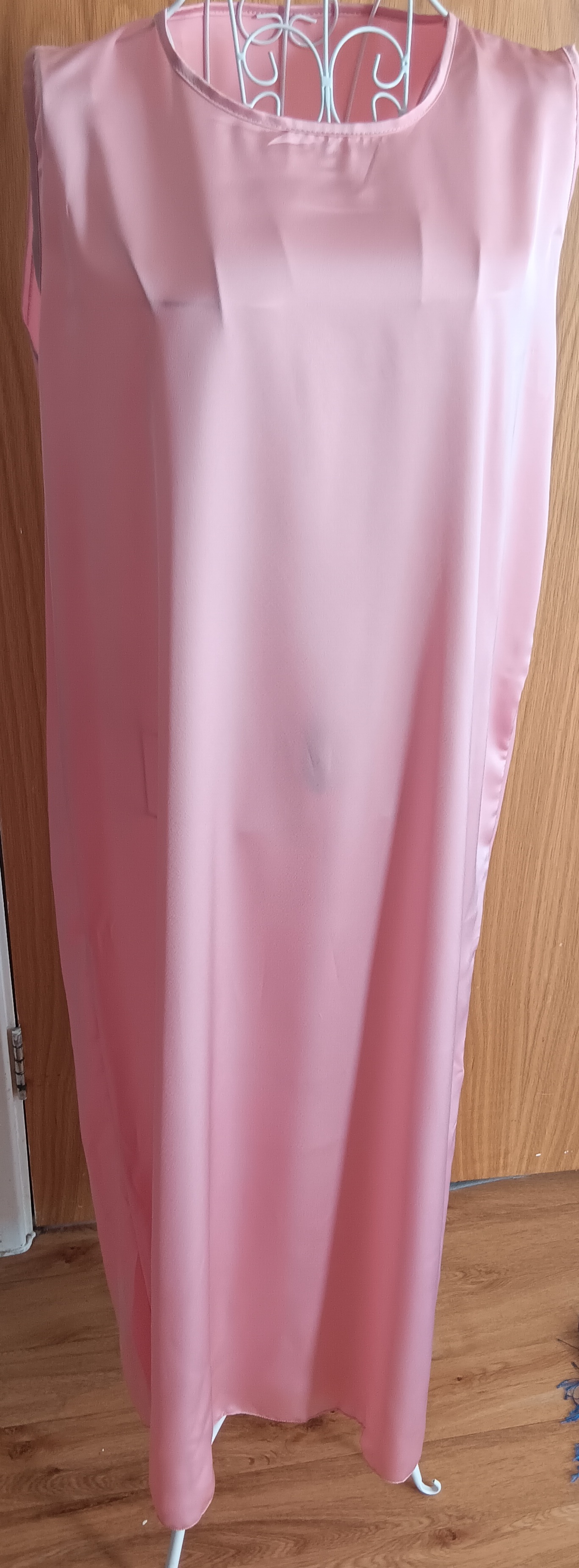 Piece Satin Abaya Set Open Kimono Slip Dress Dusty Pink Rose Size 52 - Image 5