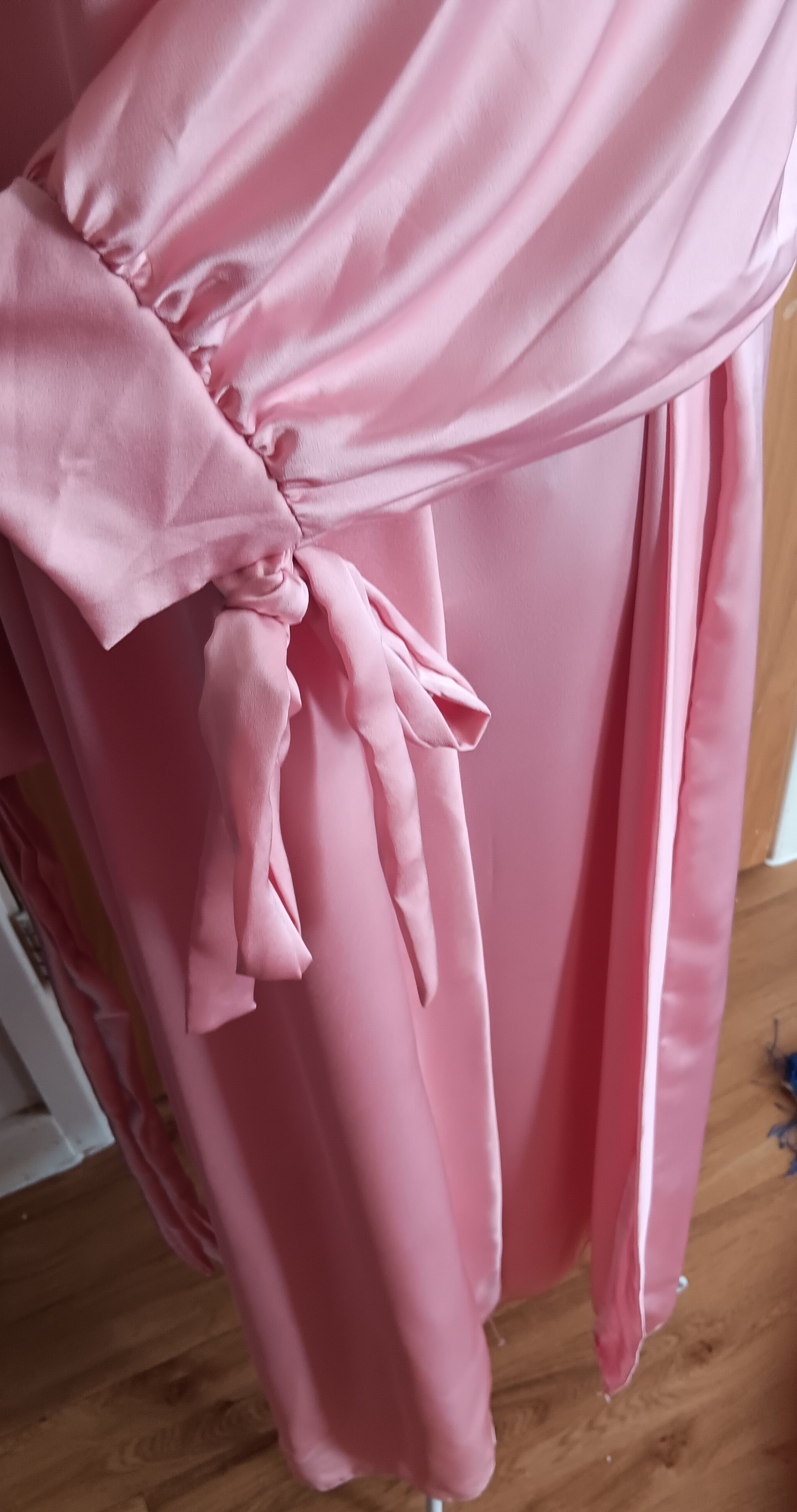 Piece Satin Abaya Set Open Kimono Slip Dress Dusty Pink Rose Size 52 - Image 3
