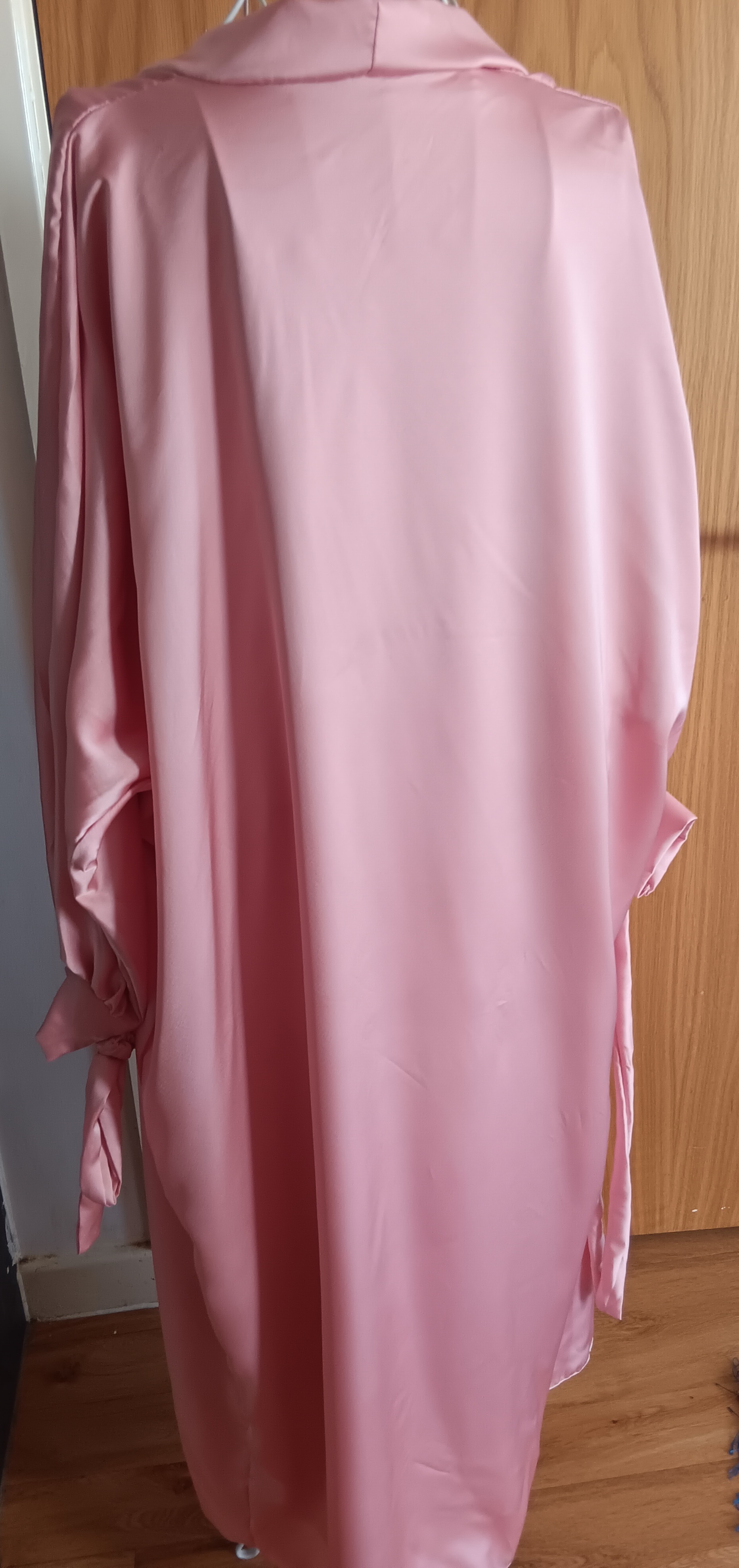 Piece Satin Abaya Set Open Kimono Slip Dress Dusty Pink Rose Size 52 - Image 4