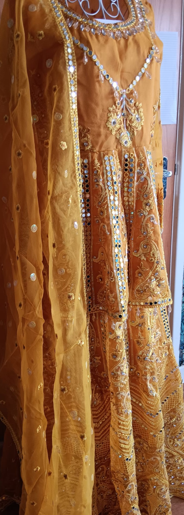 Karma Collection Mustard Yellow Heavy Mirror Work Lehenga Choli Dupatta Set Brand New - Image 6
