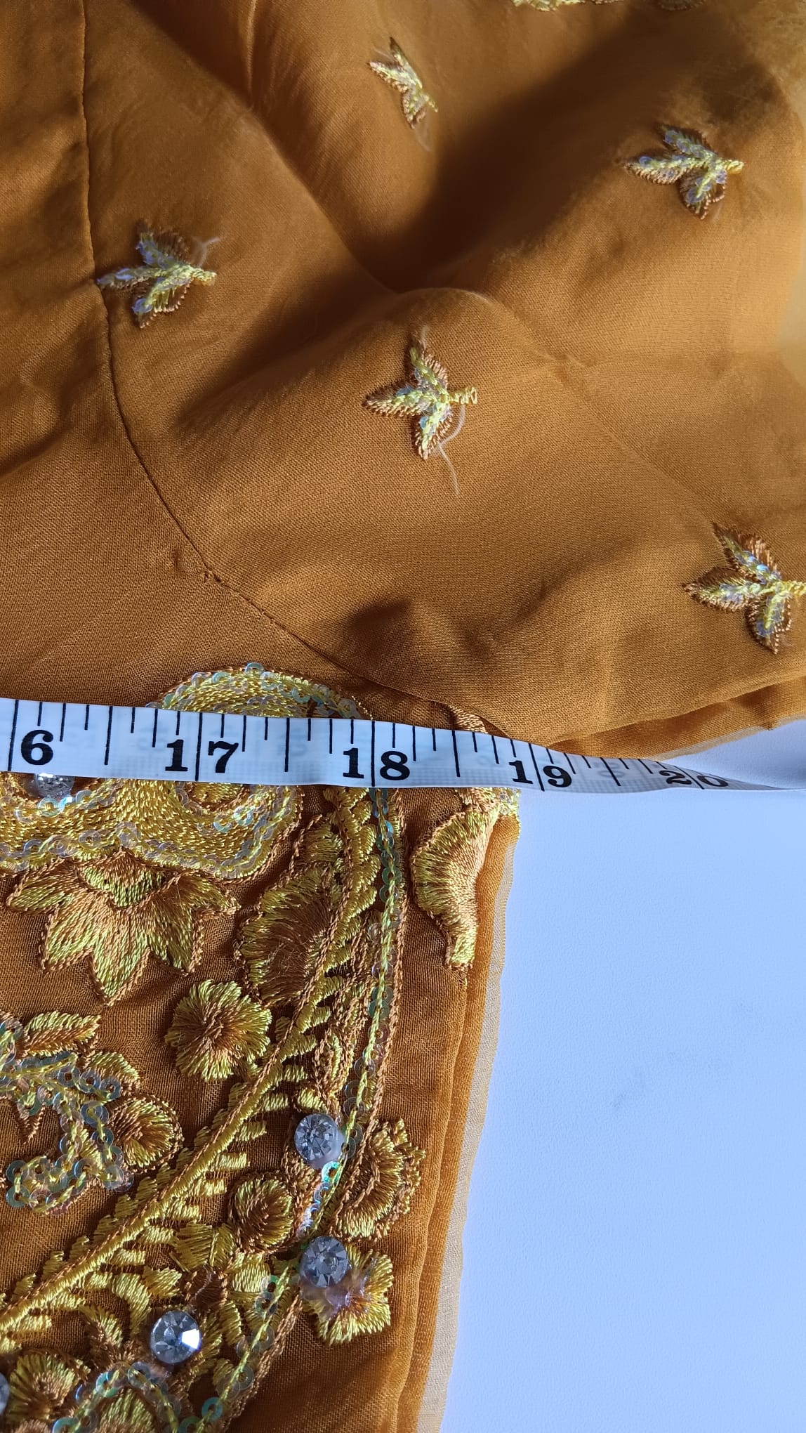 Karma Collection Mustard Yellow Heavy Mirror Work Lehenga Choli Dupatta Set Brand New - Image 11
