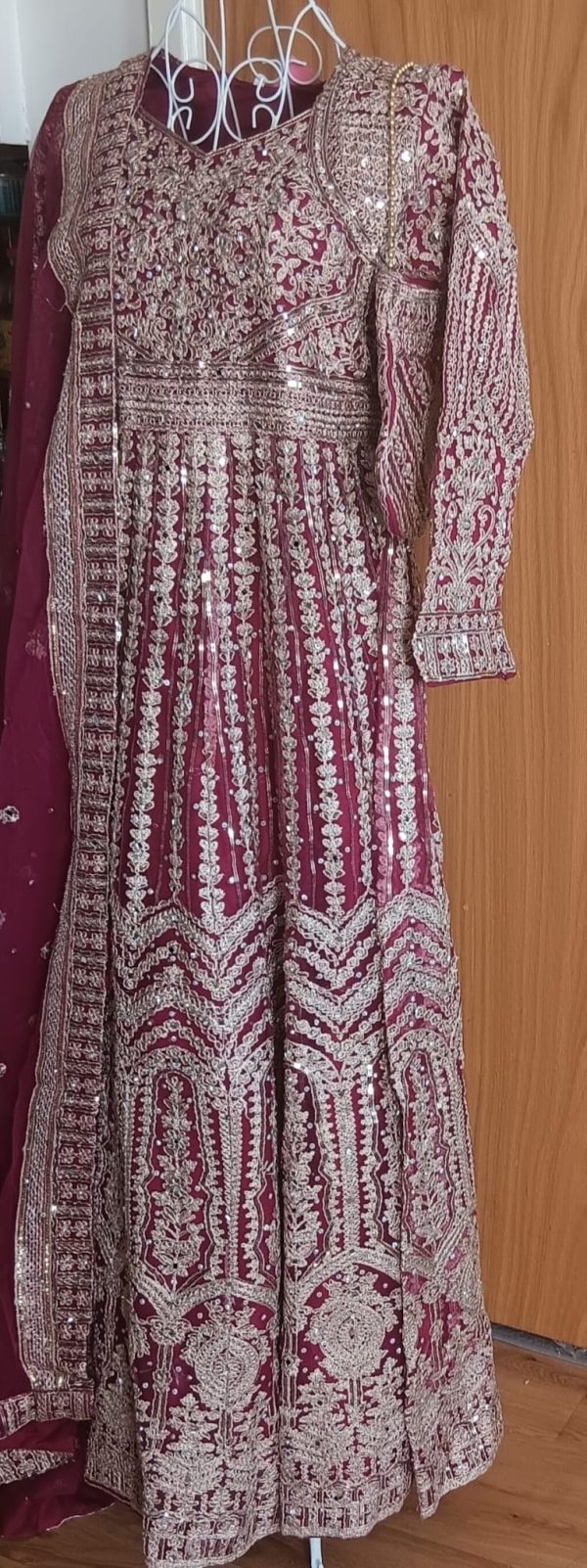 Designer Magenta Pink Heavy Embroidered Anarkali Dress Dupatta Set - Wedding / Formal