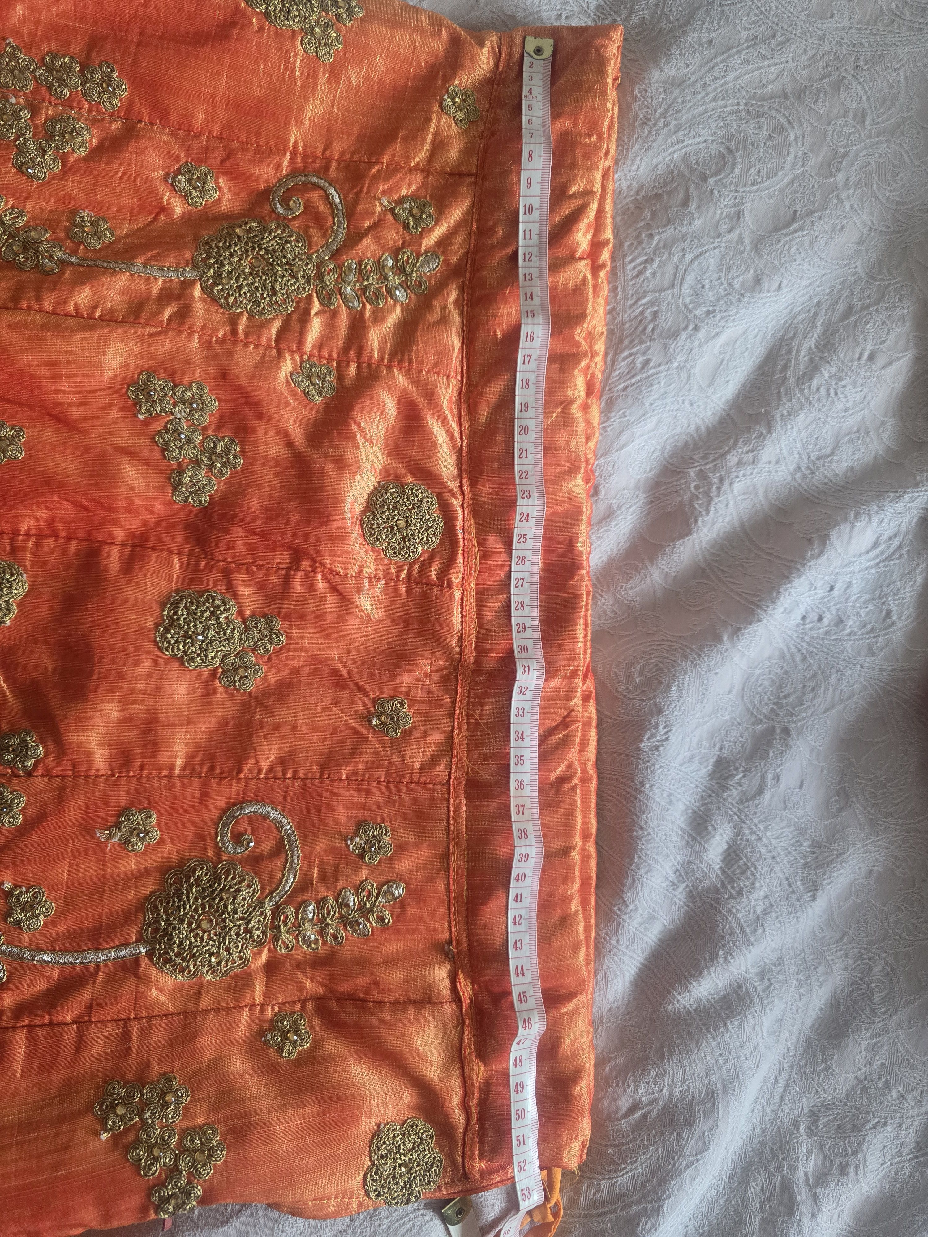 Brand New - Beautiful Orange & Pink Embroidered Lehenga - Image 6