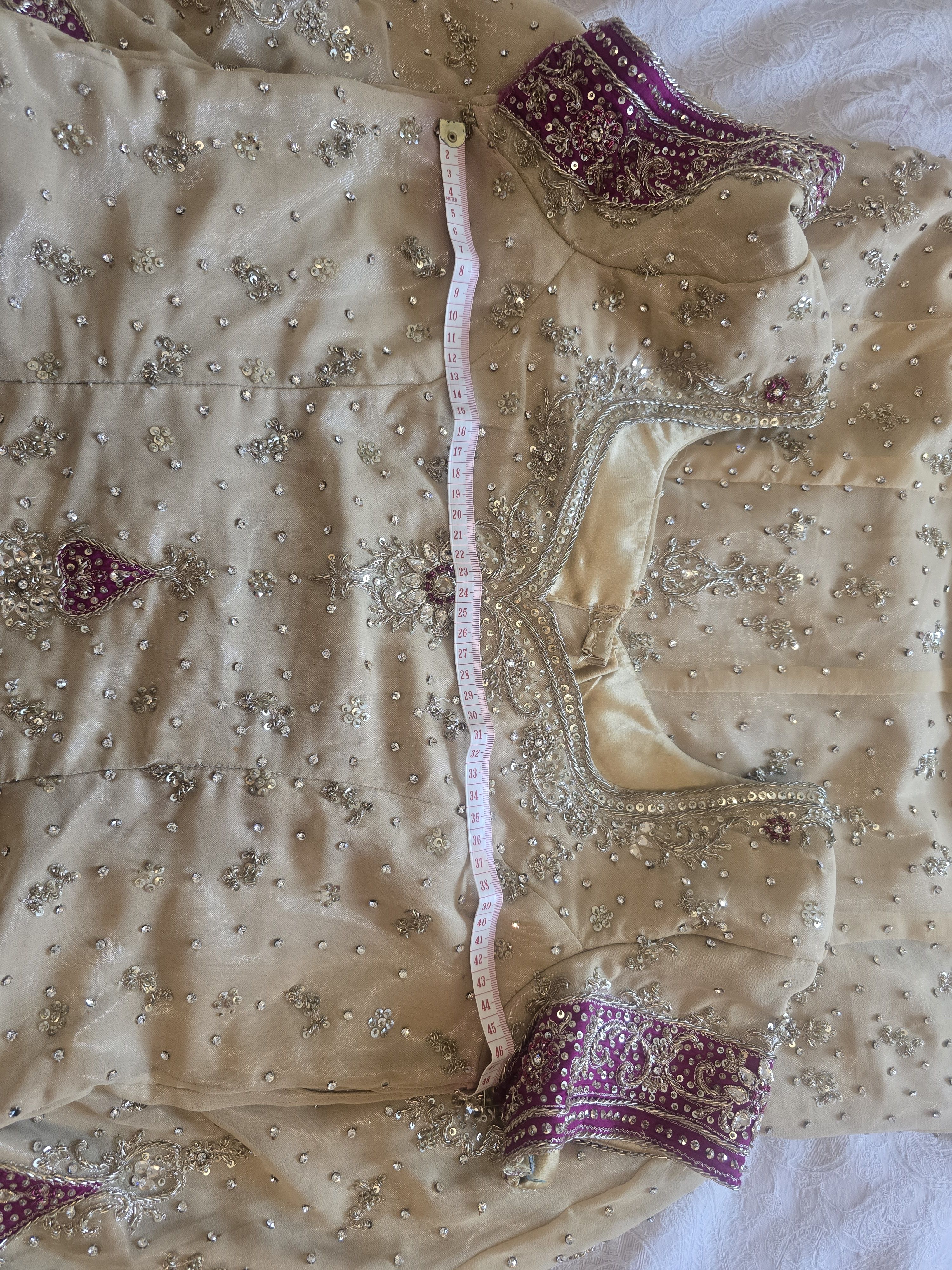 Beautiful Beige & Pink Embroidered lengha - Image 3