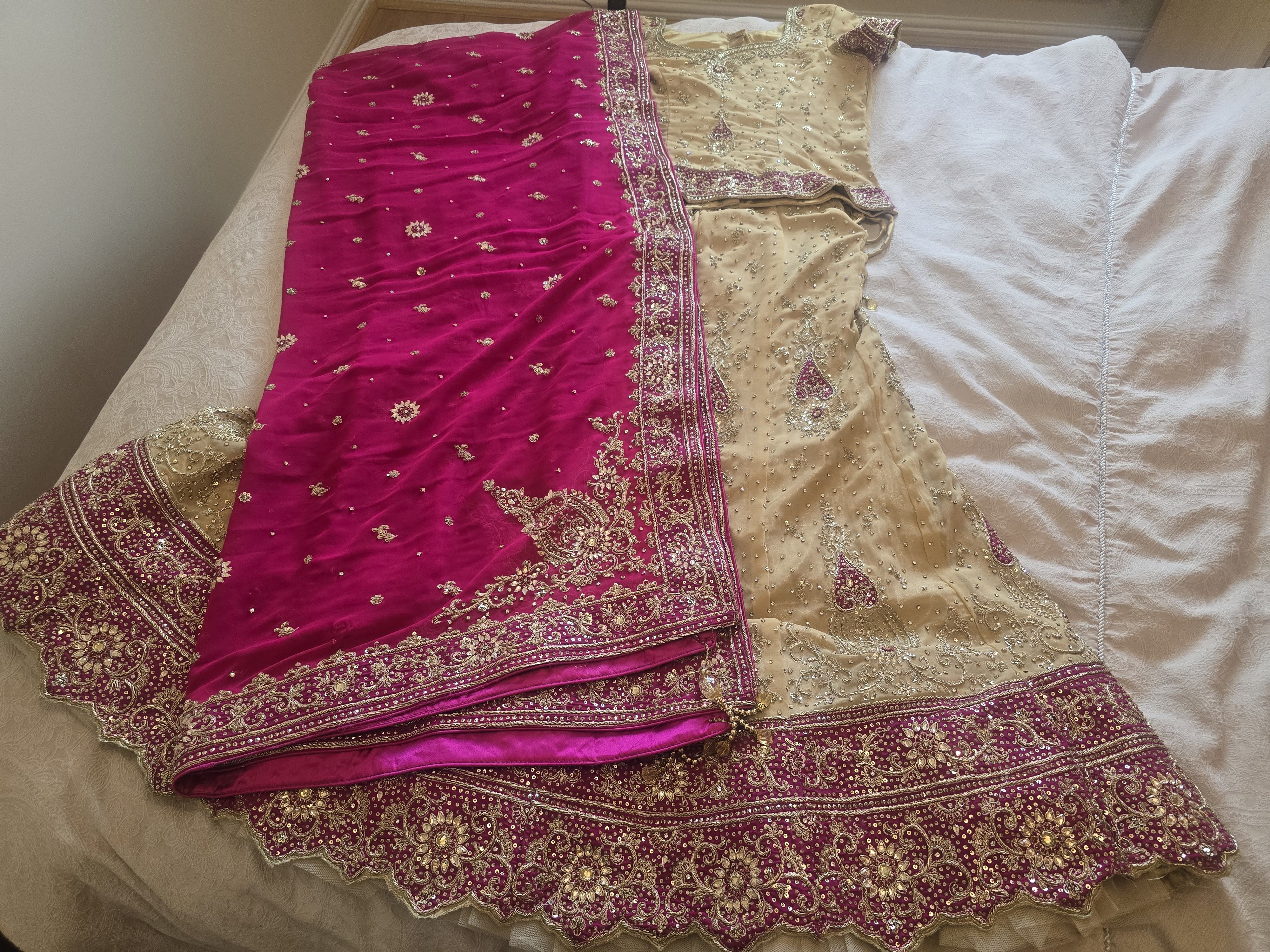 Beautiful Beige & Pink Embroidered lengha - Image 2