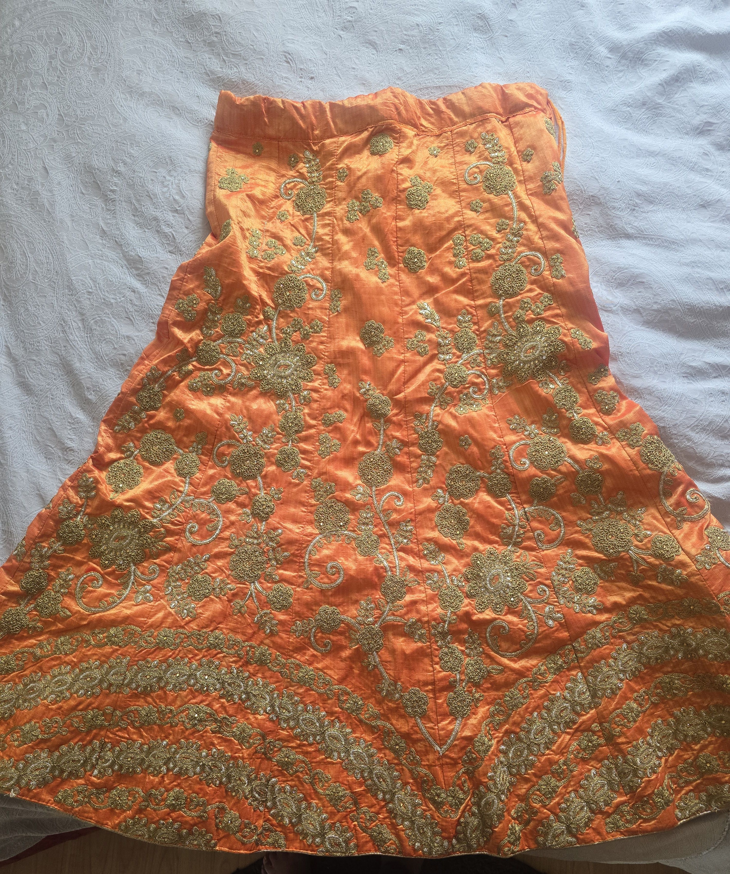 Brand New - Beautiful Orange & Pink Embroidered Lehenga - Image 3