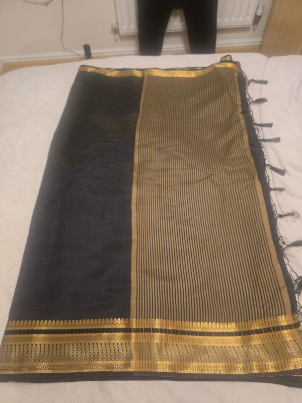 BRAND NEW -Beautiful black saree with gold