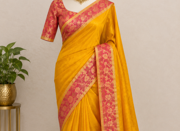 Stunning mustard yellow saree