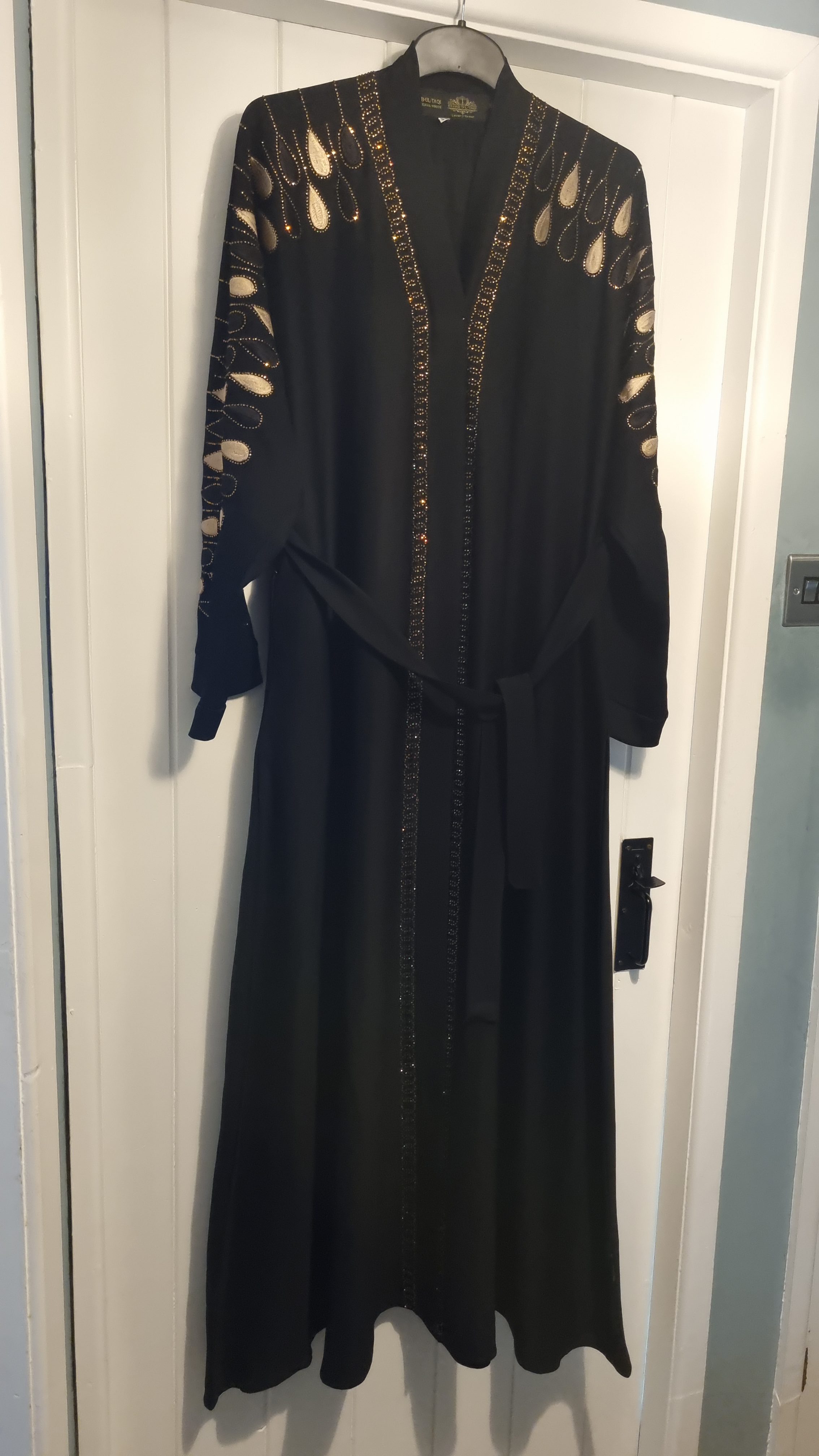 Black Abaya with Gold Leaf Embellishment