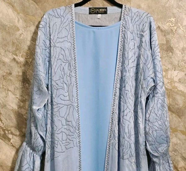 Sky blue 4 piece abaya