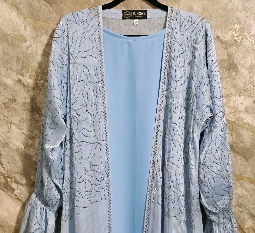 Sky blue 4 piece abaya