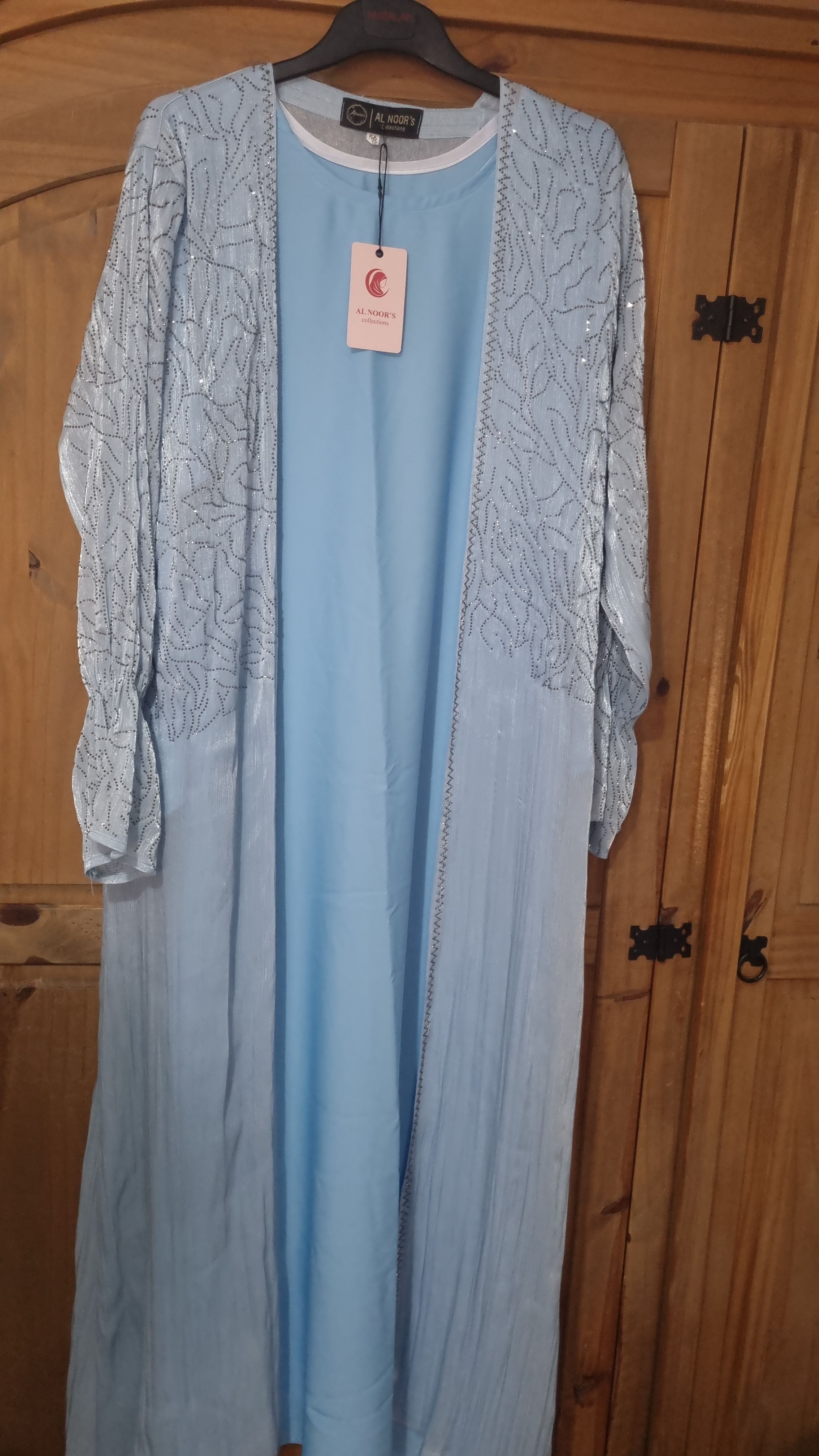 Sky blue 4 piece abaya - Image 4