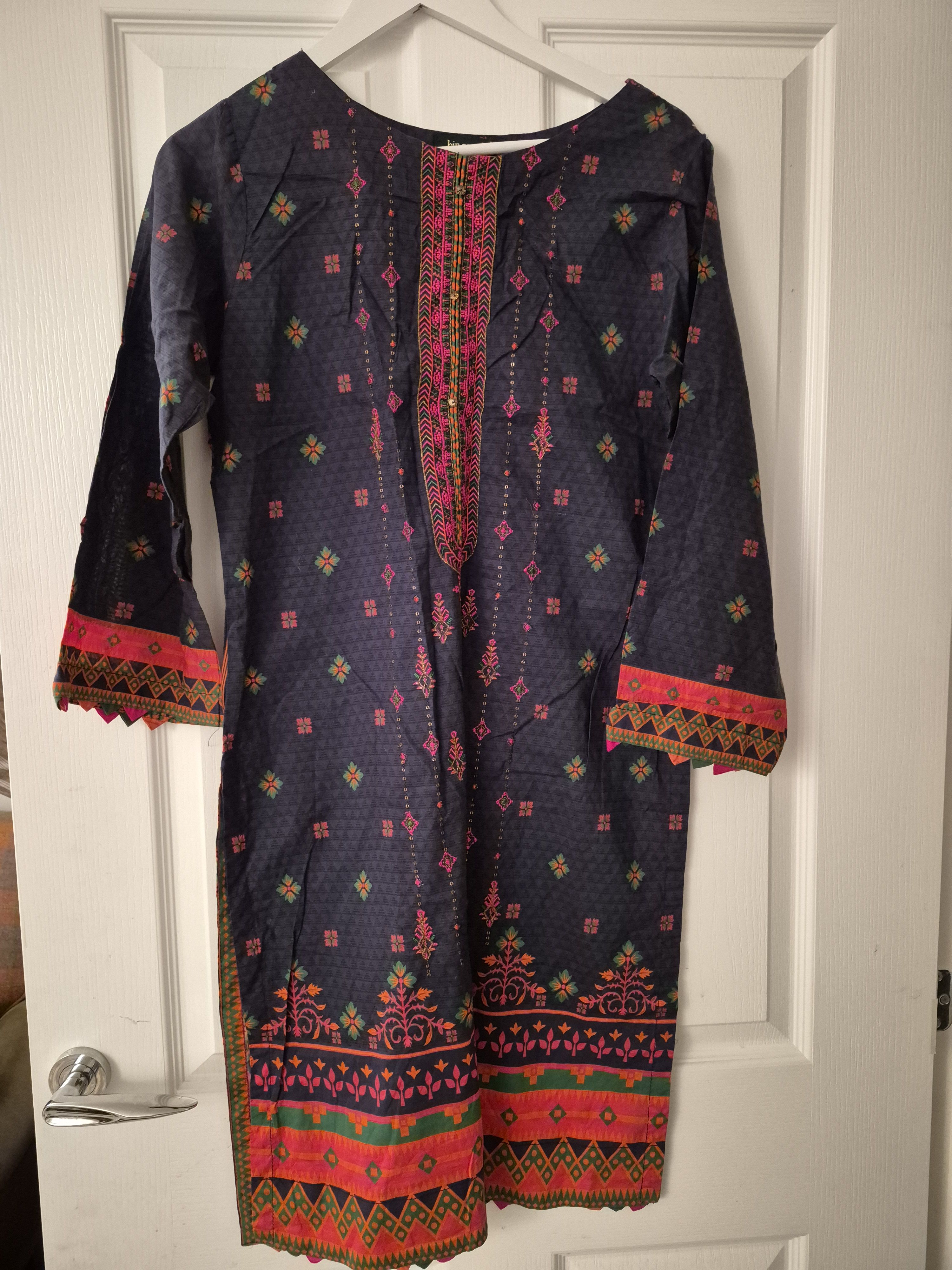 Bin Saeed Floral Print in nevy blue 3piece set