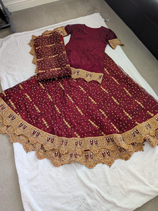 Maroon Bridal Lengha With heavy duppatta