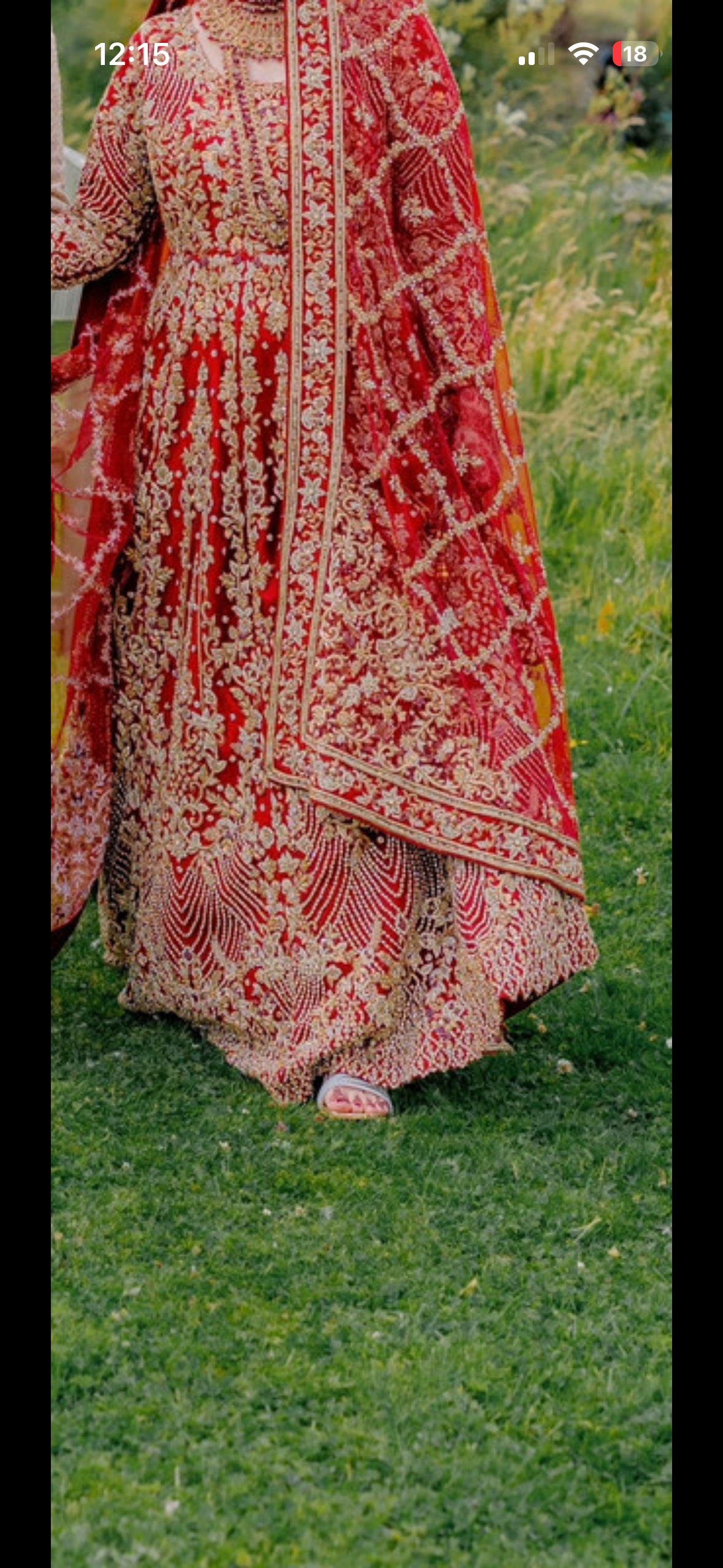 Red Bridal Lehenga with Gold Embroidery - Image 4