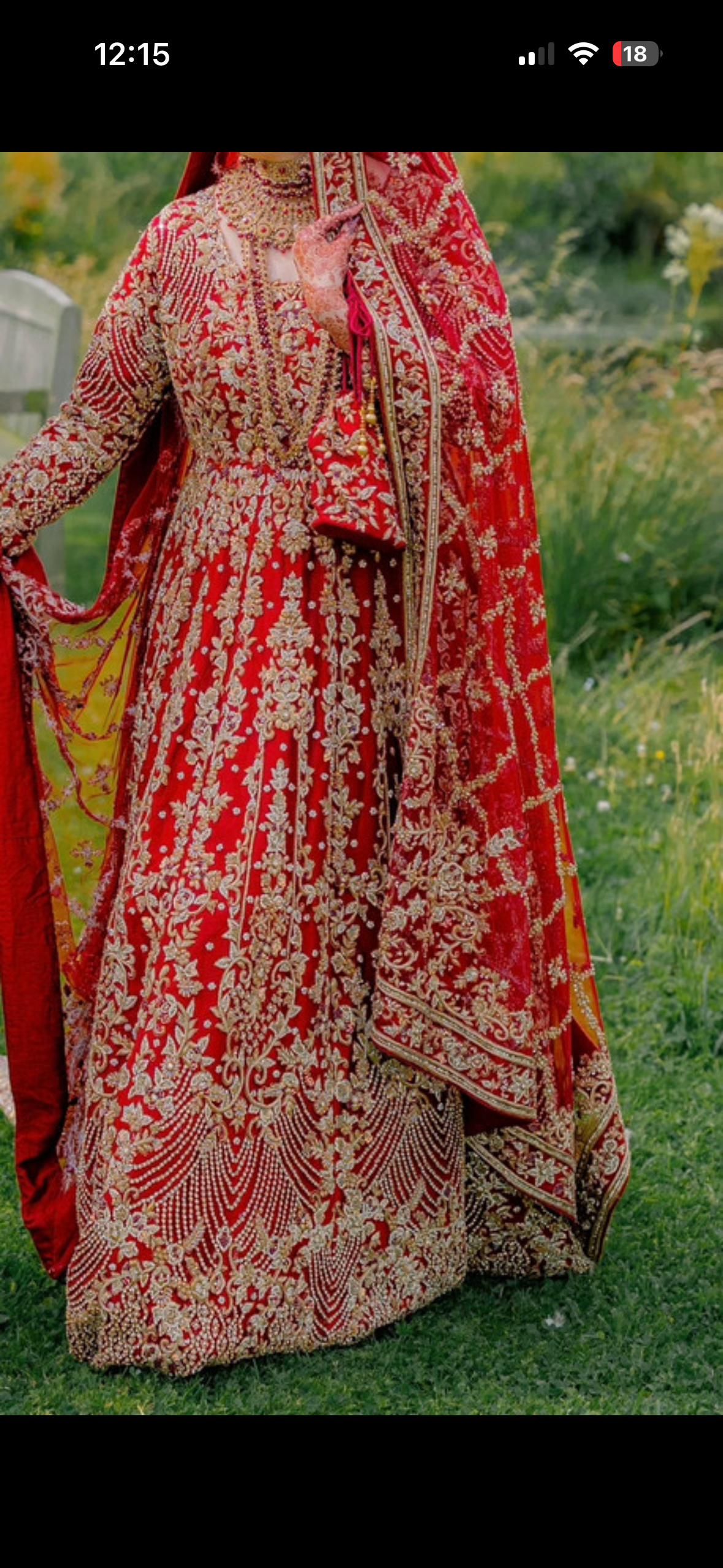 Red Bridal Lehenga with Gold Embroidery - Image 3