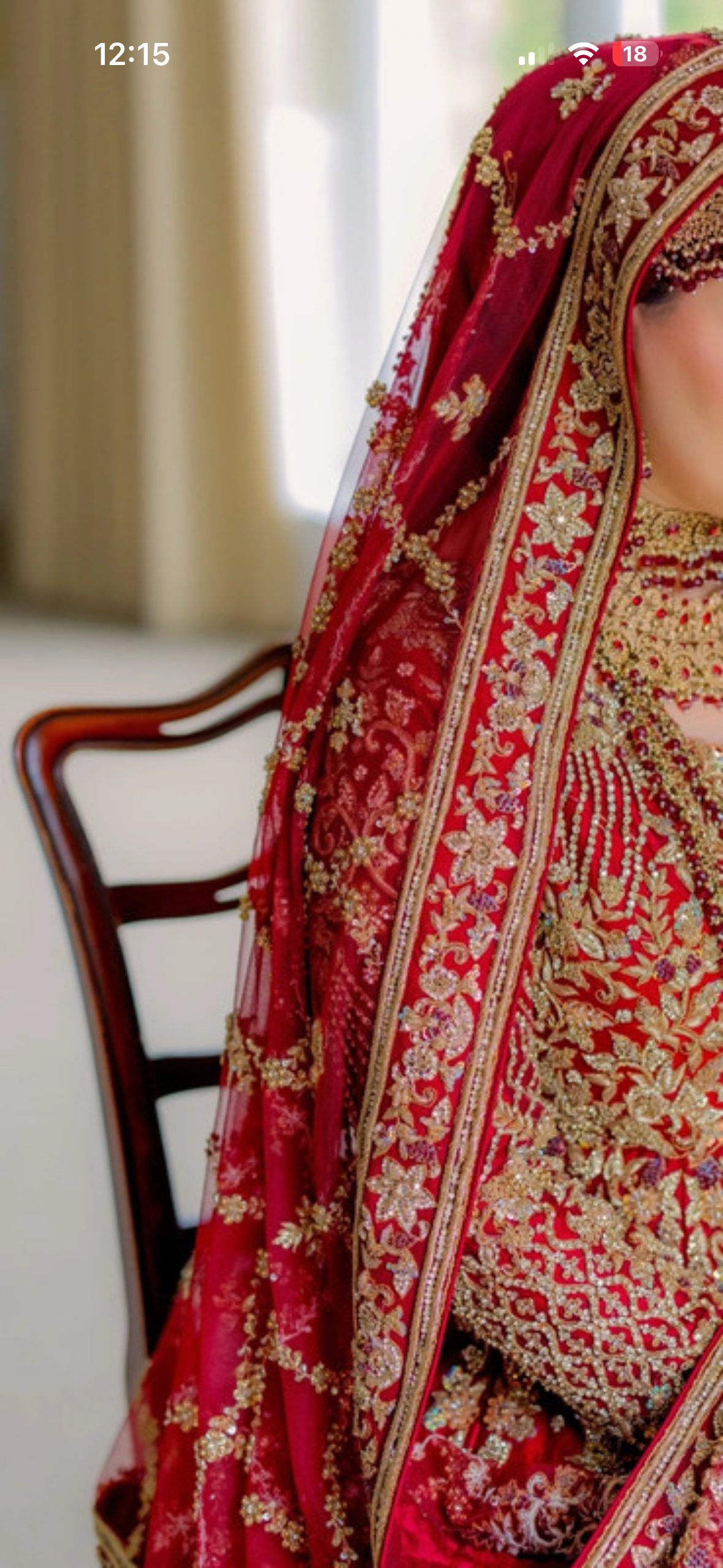 Red Bridal Lehenga with Gold Embroidery - Image 2