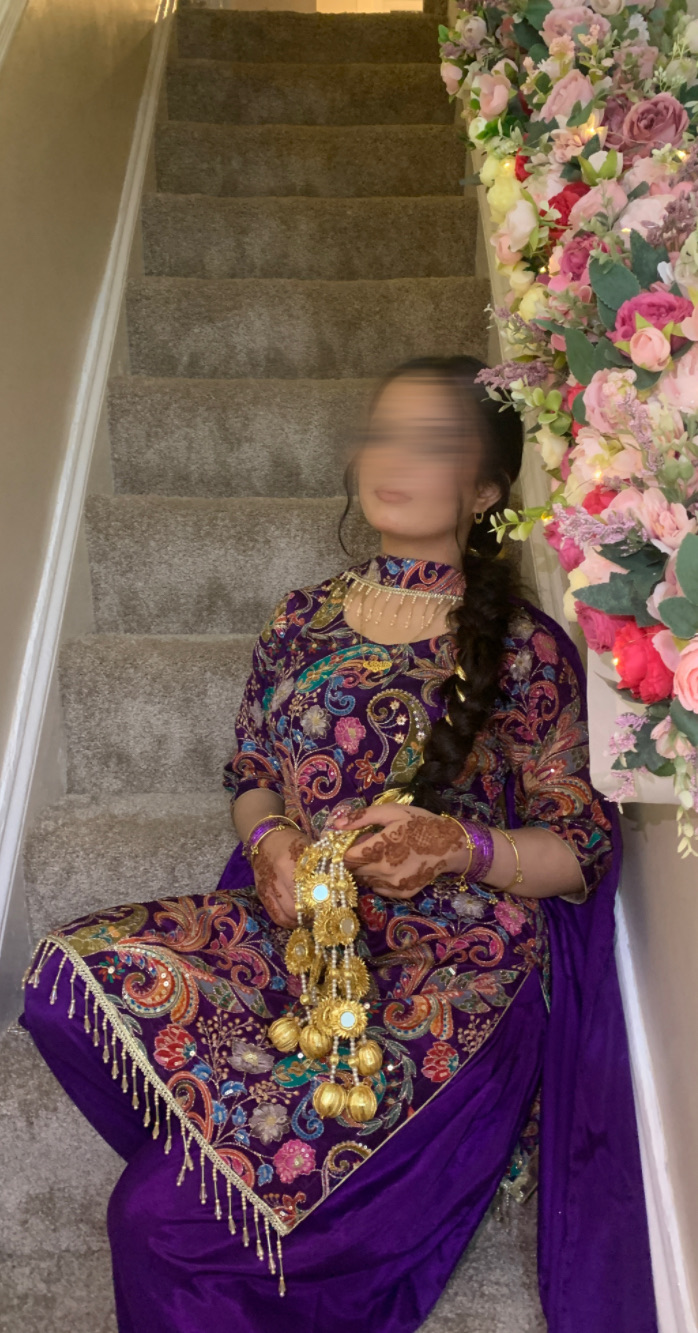 Purple & Pink Embroidered punjabi Suit Set - Image 3