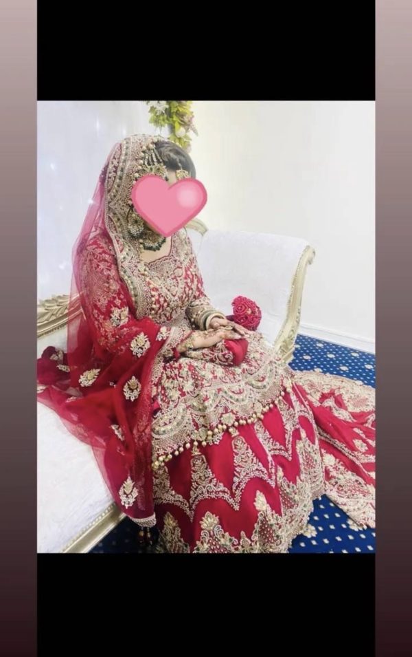 Red Bridal lengha with dupatta and peplum kameez