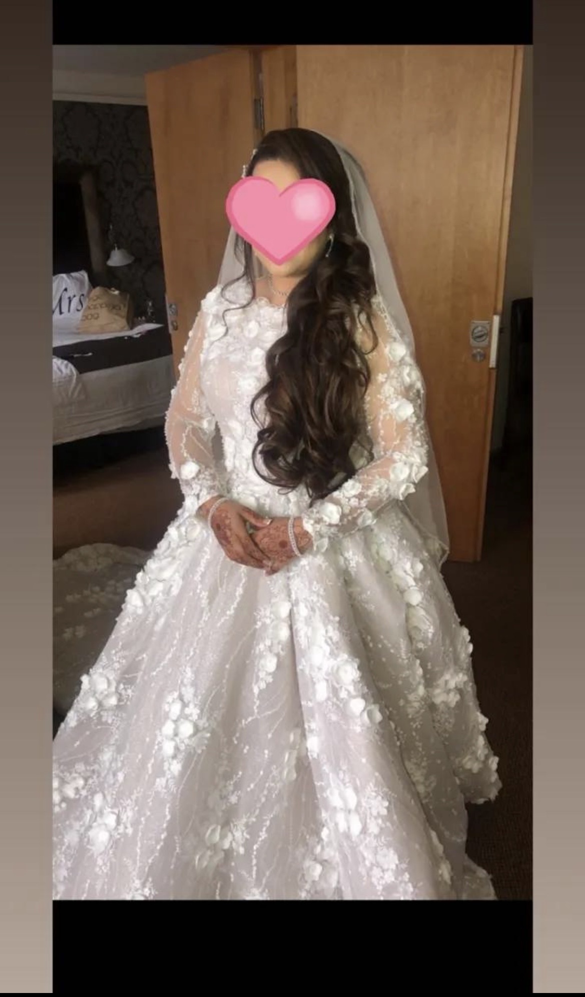 Champagne pink undertoned and white bridal dress