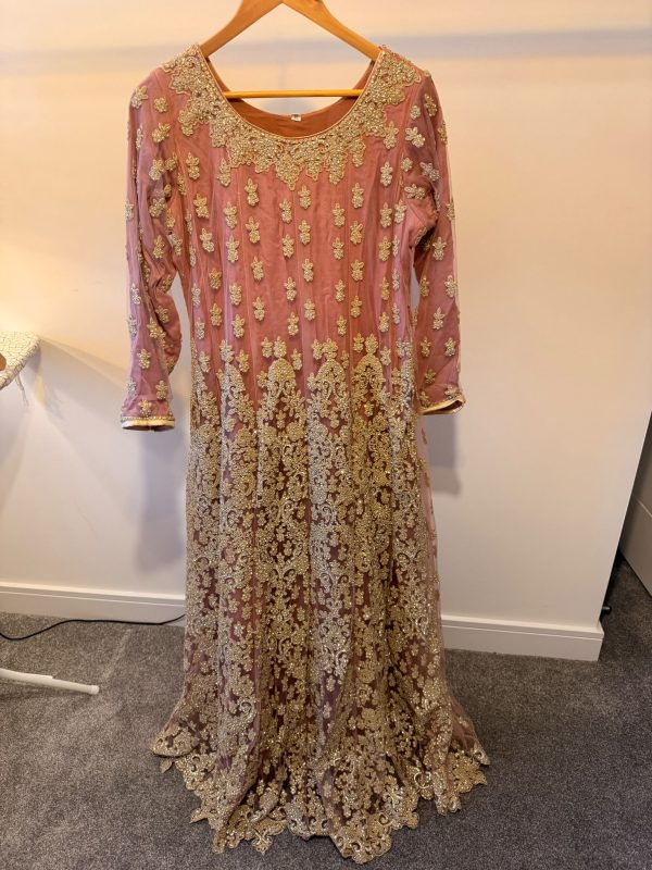 Dusty Pink / Lilac & Gold Embellished Asian Formal Gown – XL – Unworn