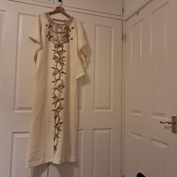 Cream Kaftan with Gold Embroidery