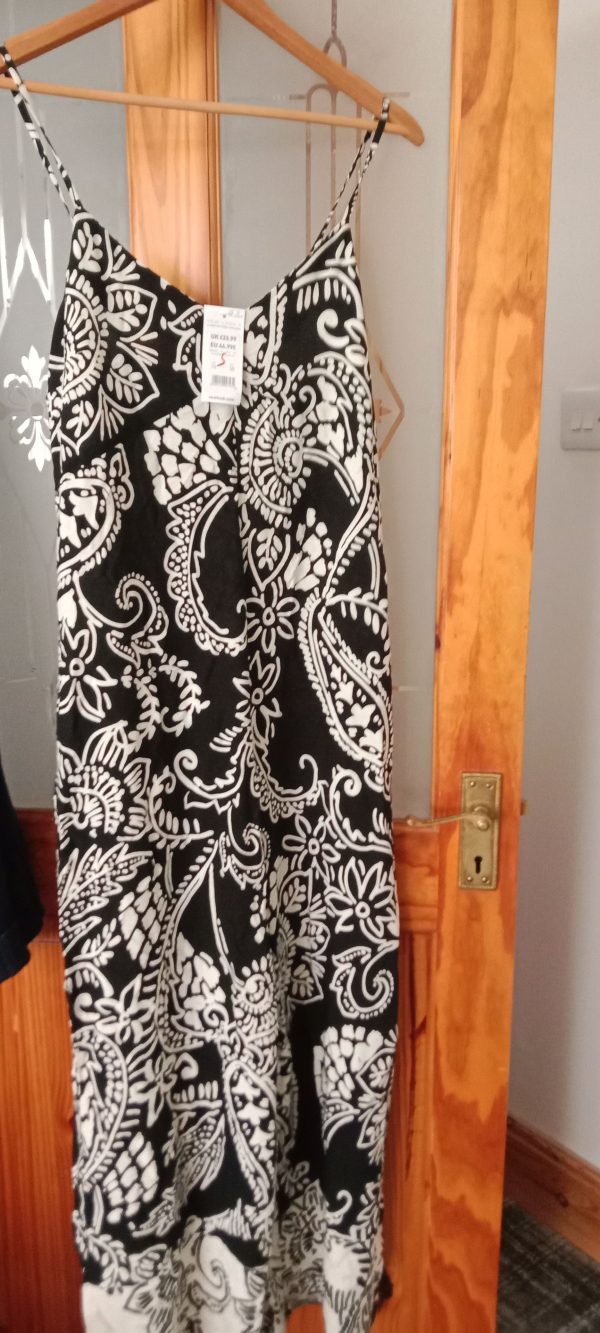 Black and White Paisley Print Wide Leg Jumpsuit