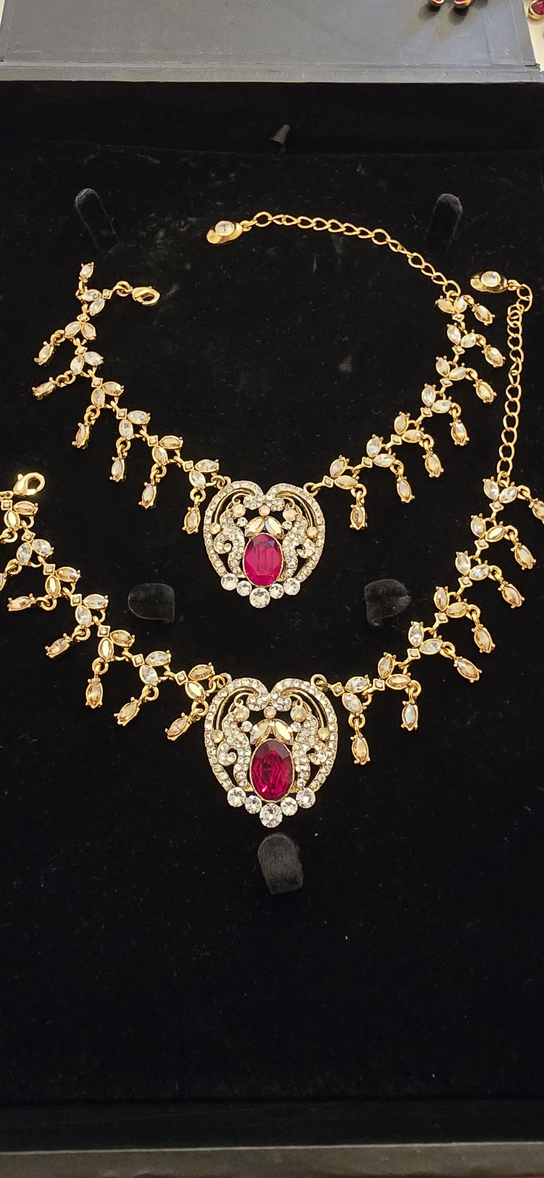 Gold and Red Necklace and Earring Set - Image 6