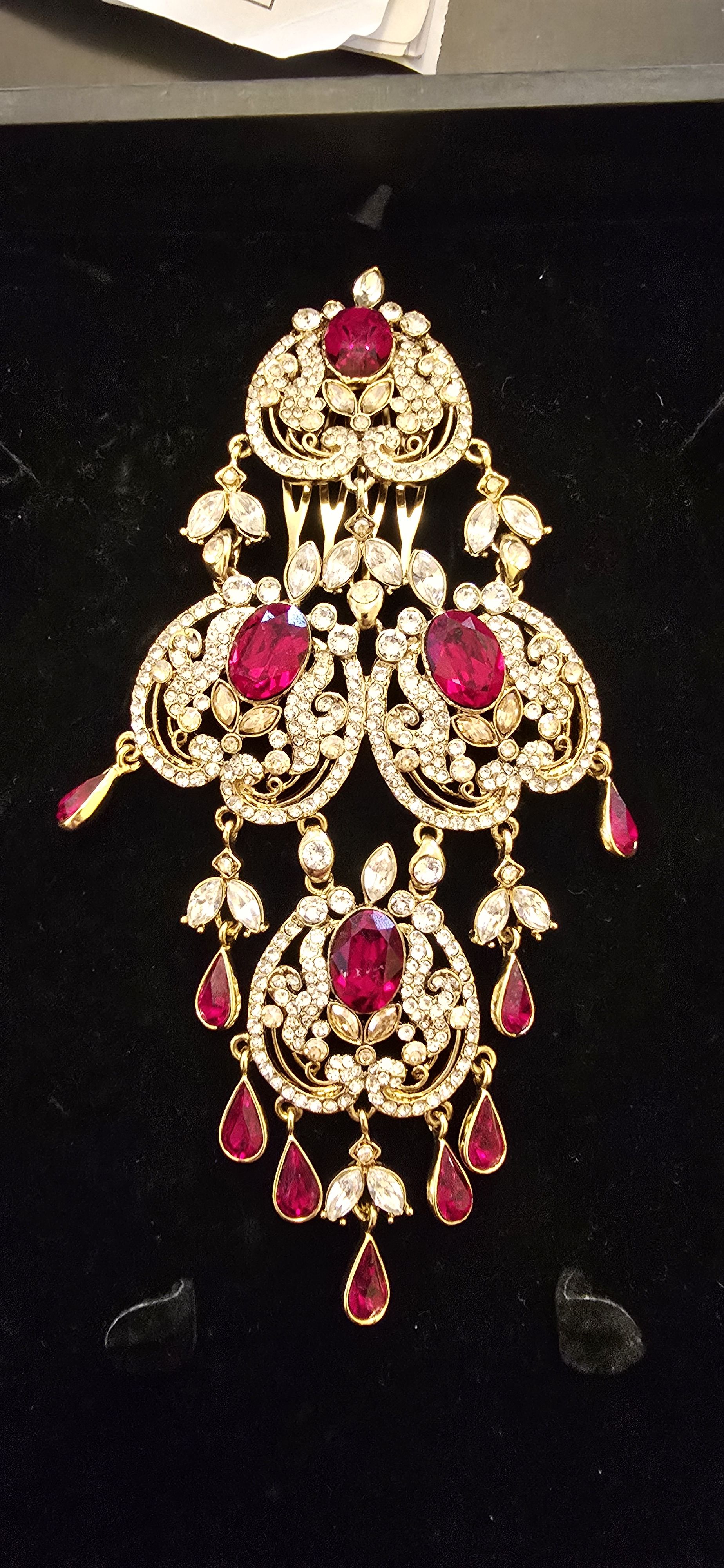 Gold and Red Necklace and Earring Set - Image 4