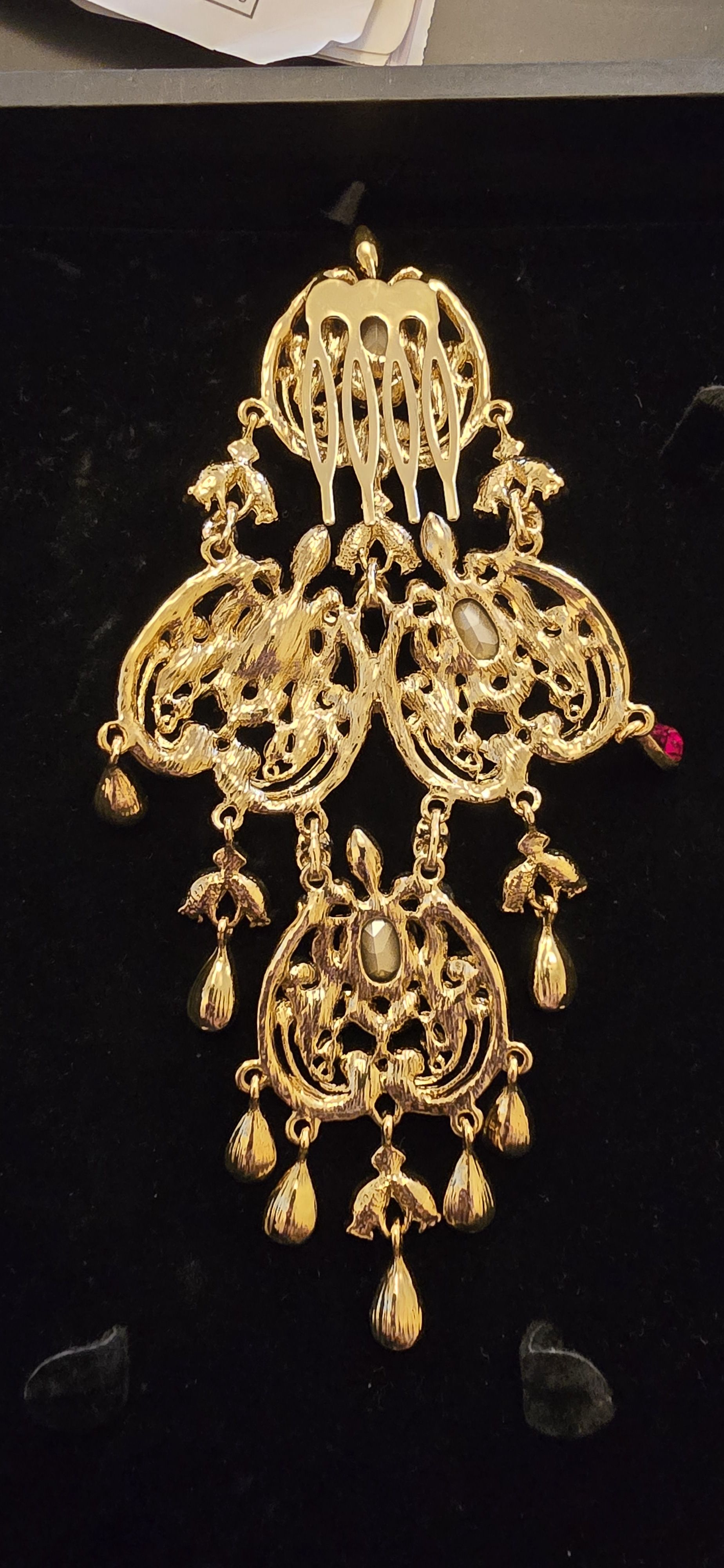 Gold and Red Necklace and Earring Set - Image 5
