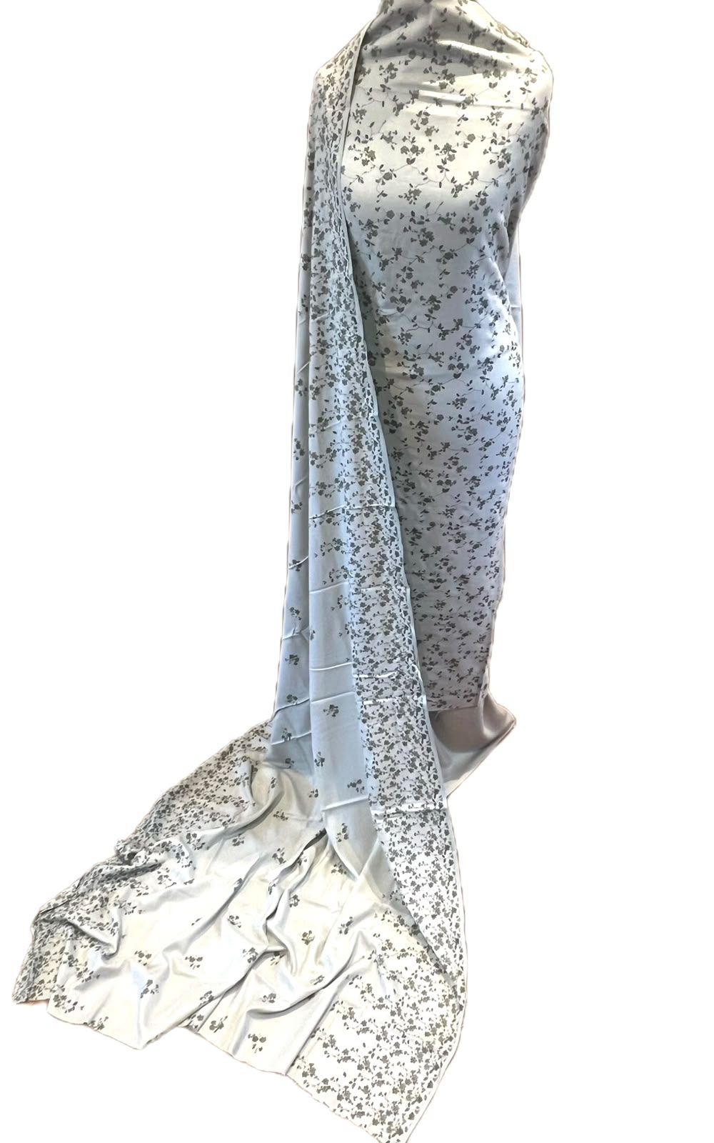 White floral print Khimar with tiered layers - Image 2