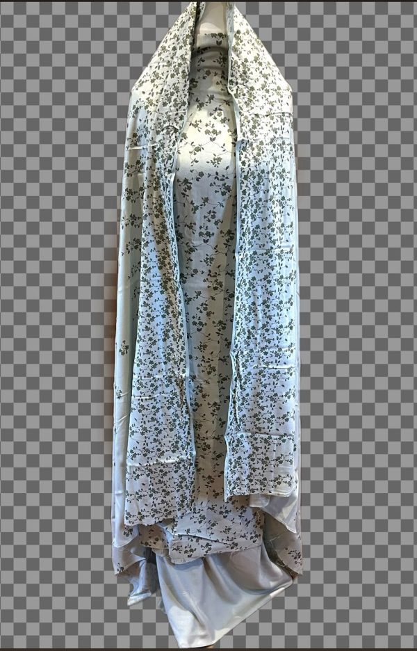 White floral print Khimar with tiered layers