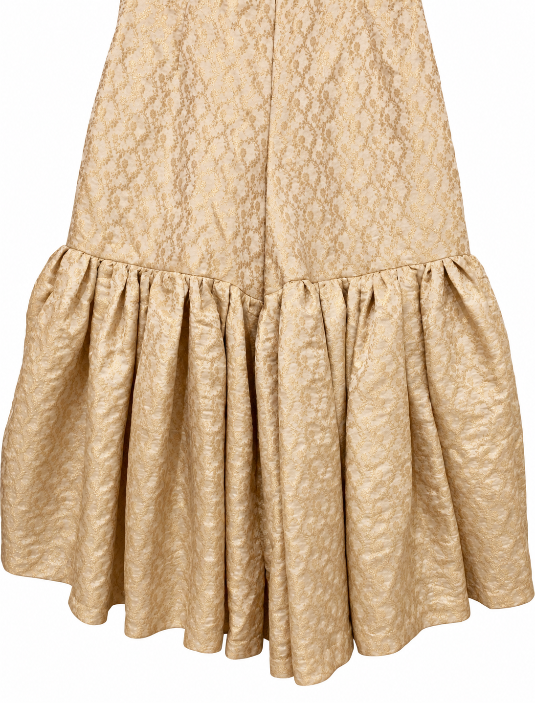 Rajasthani-Style Full-Flare Jamawar Gharara – Light Gold/Fawn