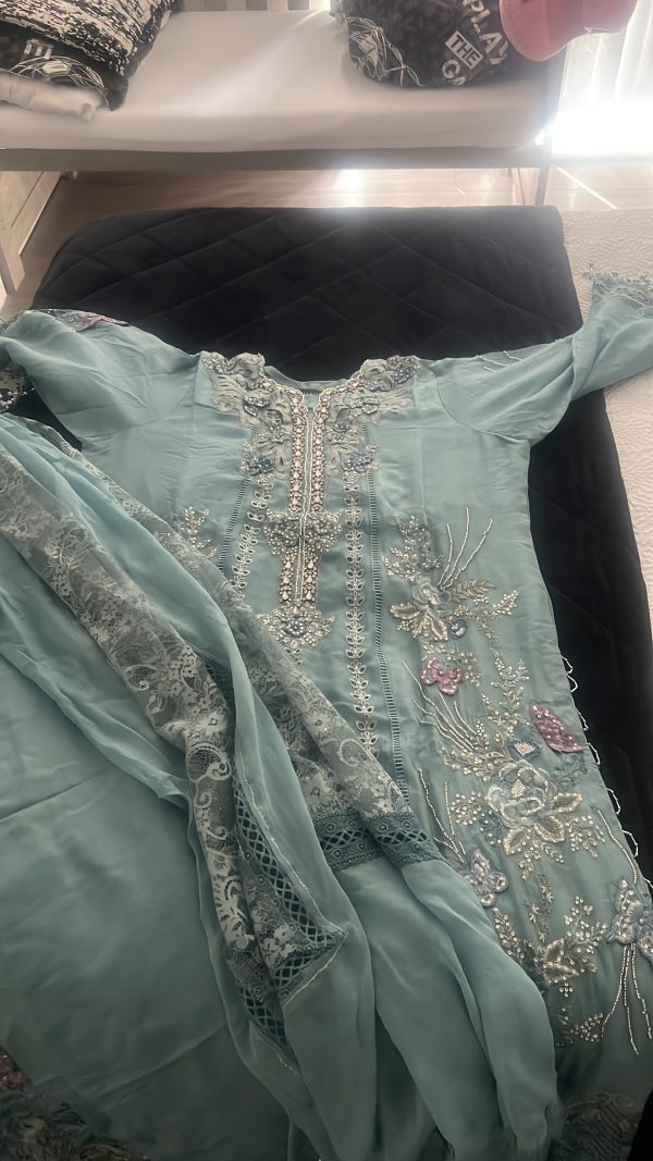 Light Blue Anarkali Suit with Silver Embroidery