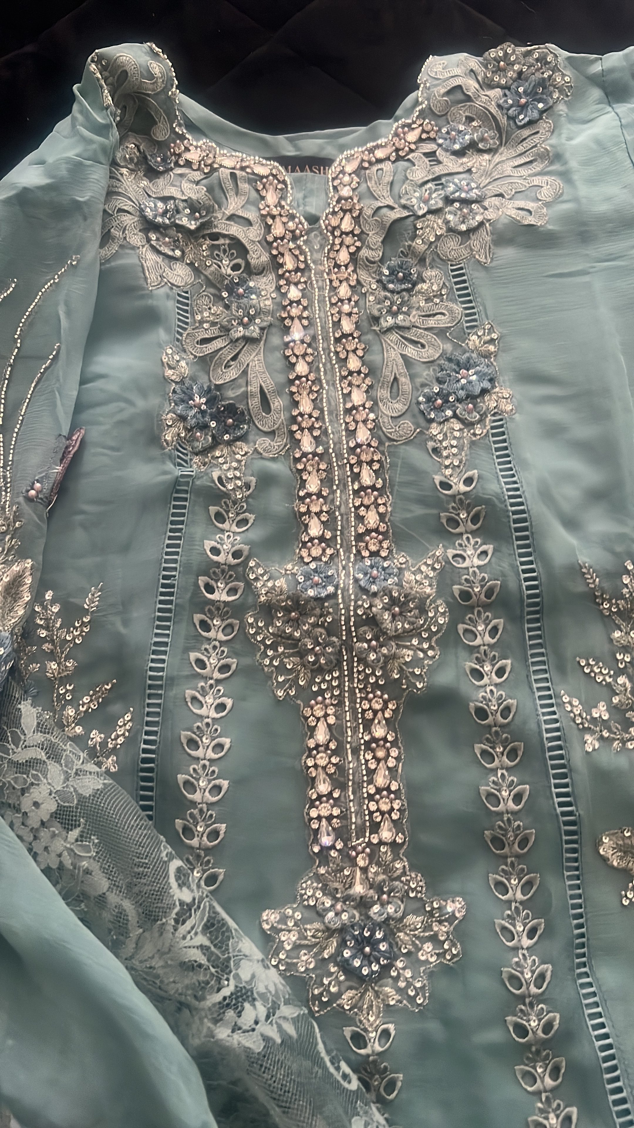 Light Blue Anarkali Suit with Silver Embroidery - Image 3