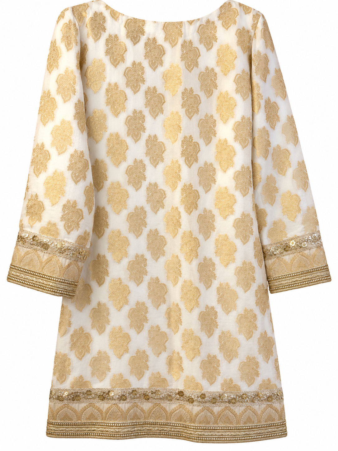 Brand-New Ivory & Gold Pakistani 2-Piece Formal Suit - Image 3