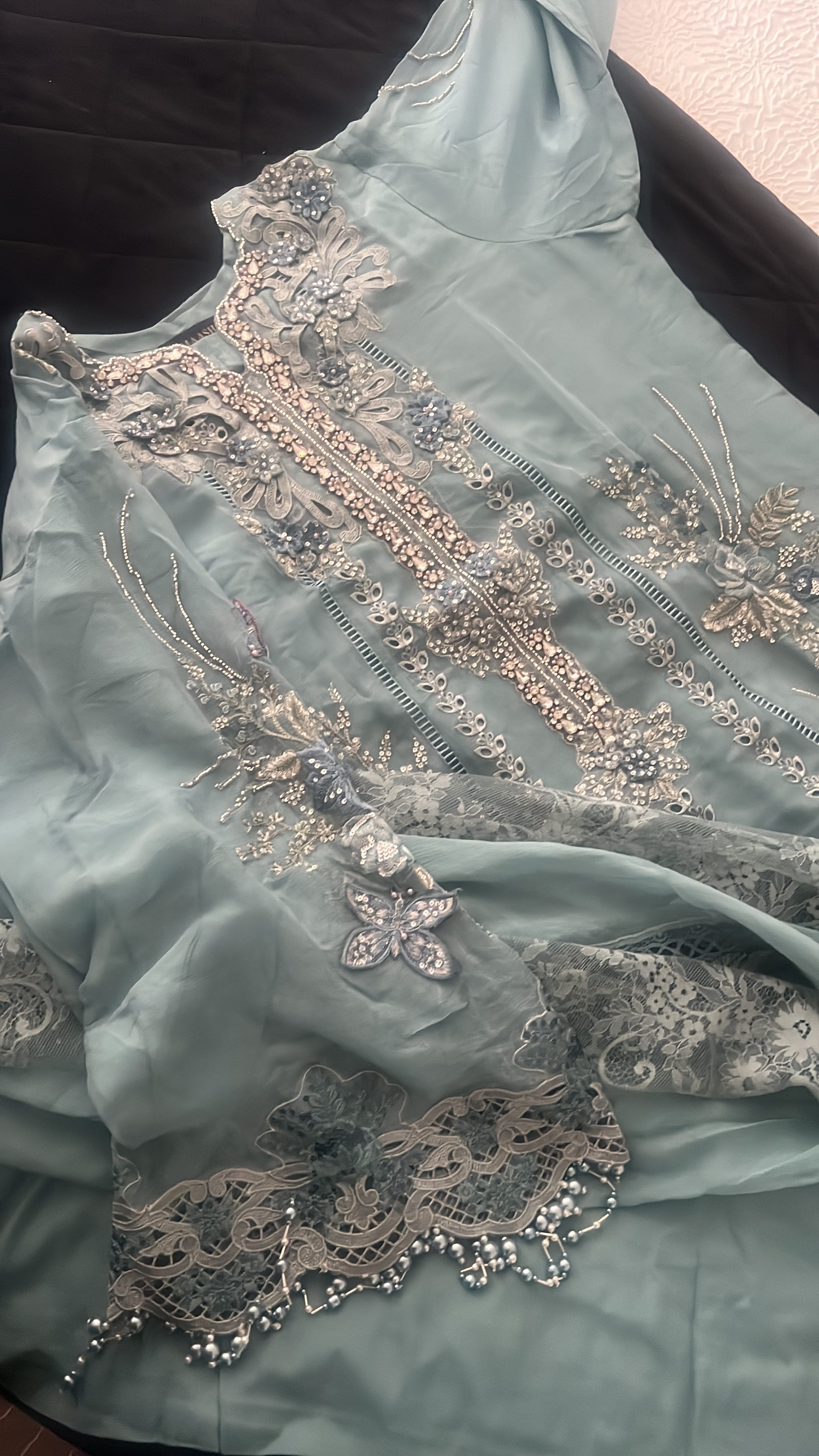 Light Blue Anarkali Suit with Silver Embroidery - Image 2