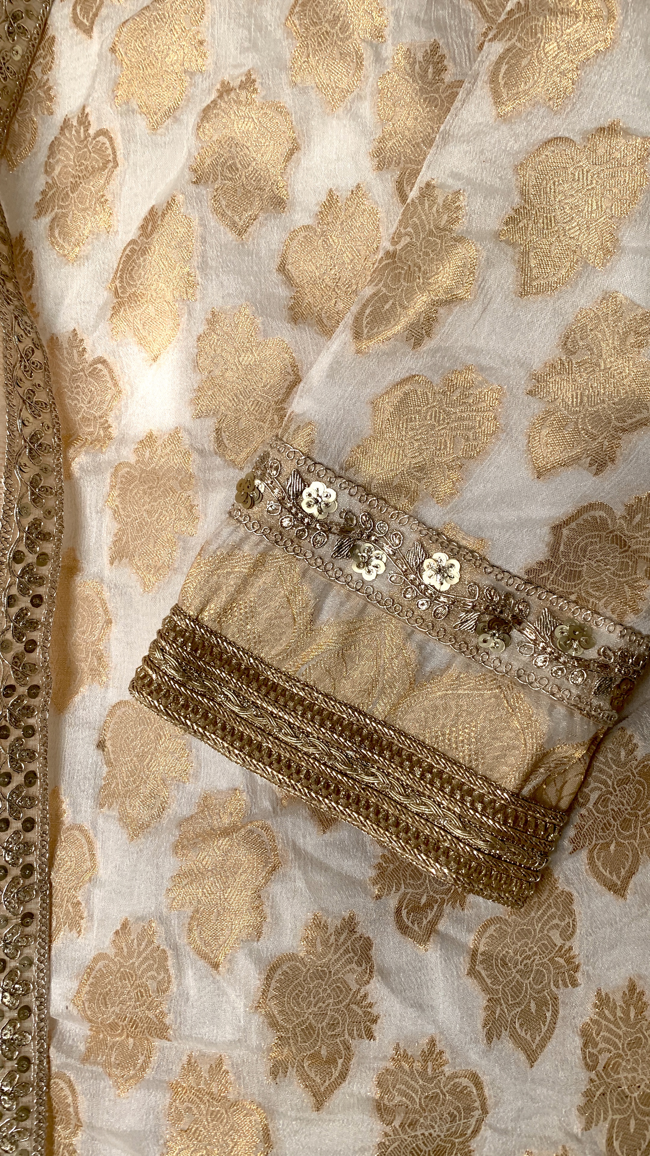 Brand-New Ivory & Gold Pakistani 2-Piece Formal Suit - Image 5